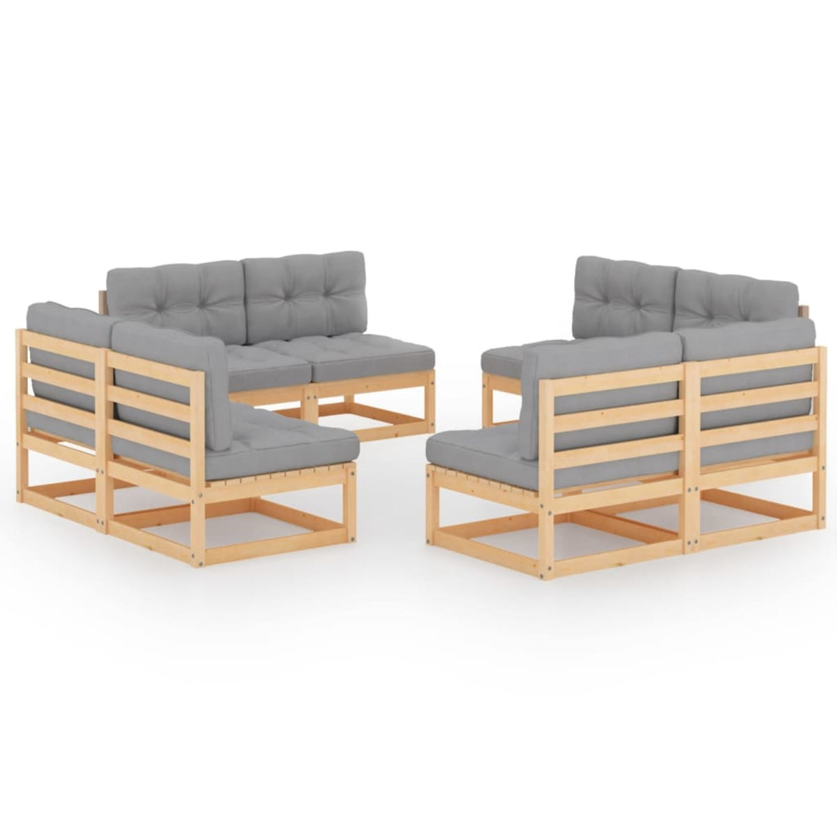 Vidaxl 8 Piece Garden Lounge Set With Cushions Solid Pinewood