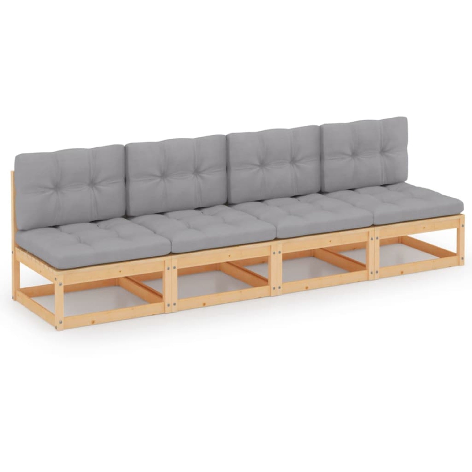 Vidaxl 4-Seater Sofa With Cushions Solid Pinewood