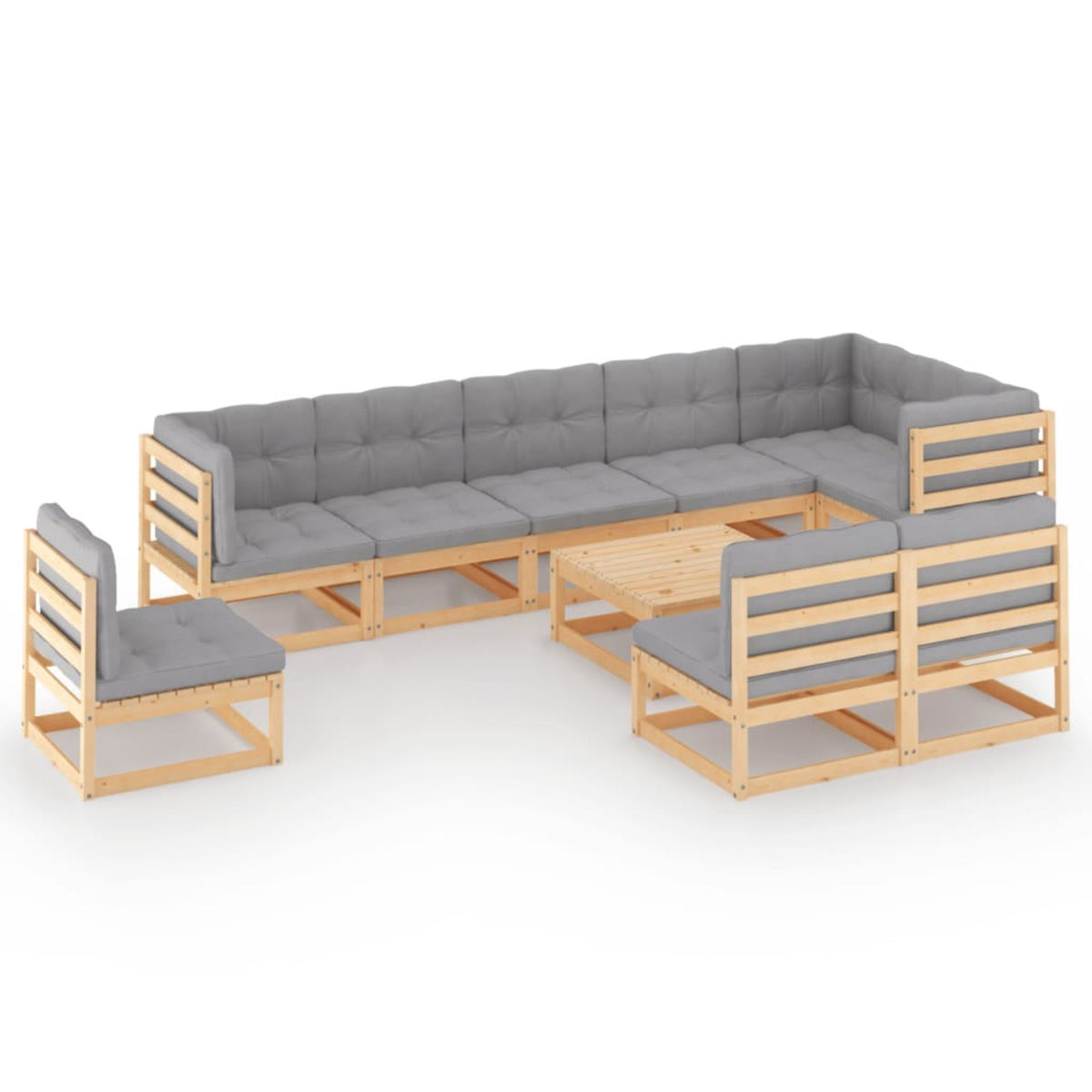 Vidaxl 10 Piece Garden Lounge Set With Cushions Solid Pinewood