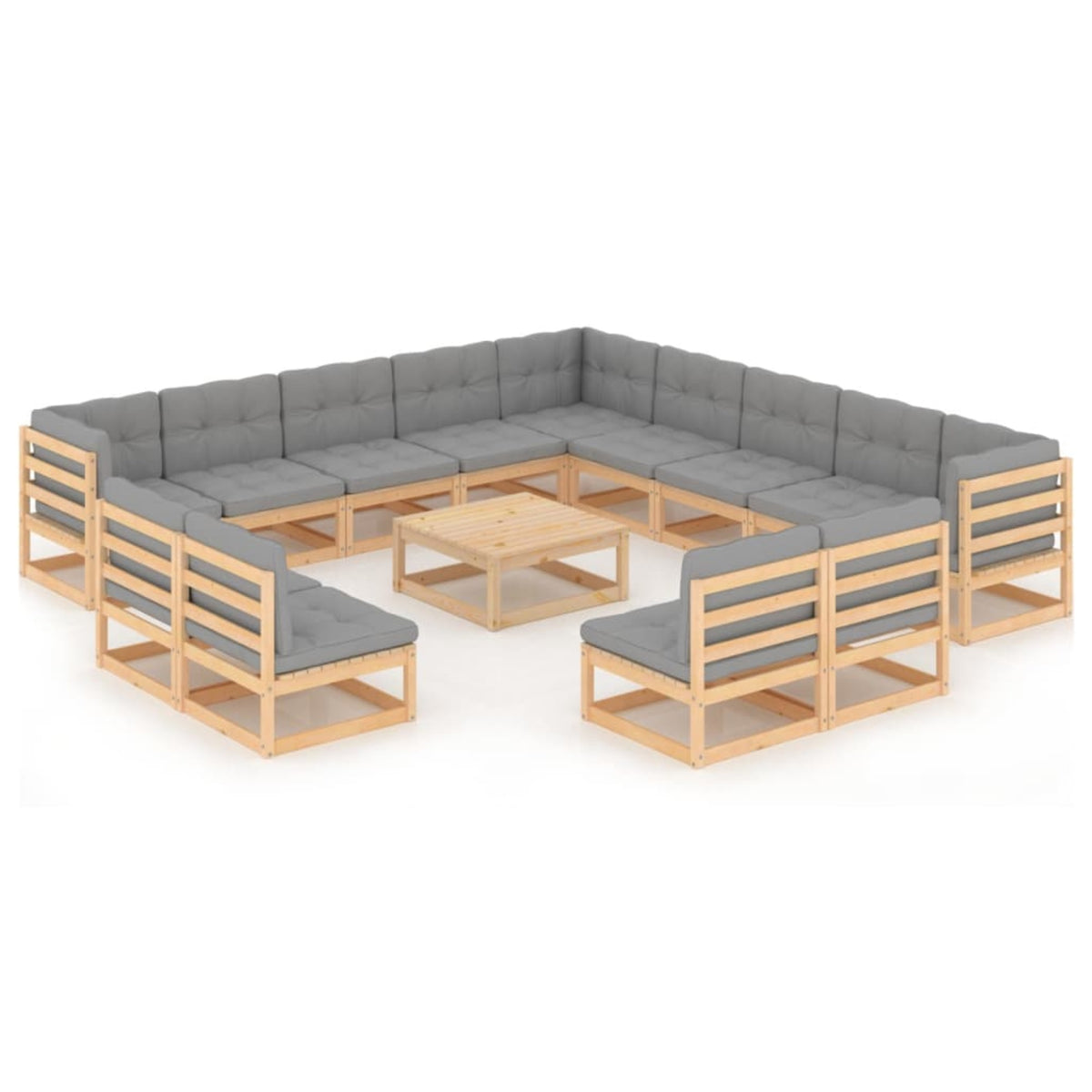Vidaxl 14 Piece Garden Lounge Set With Cushions Solid Pinewood
