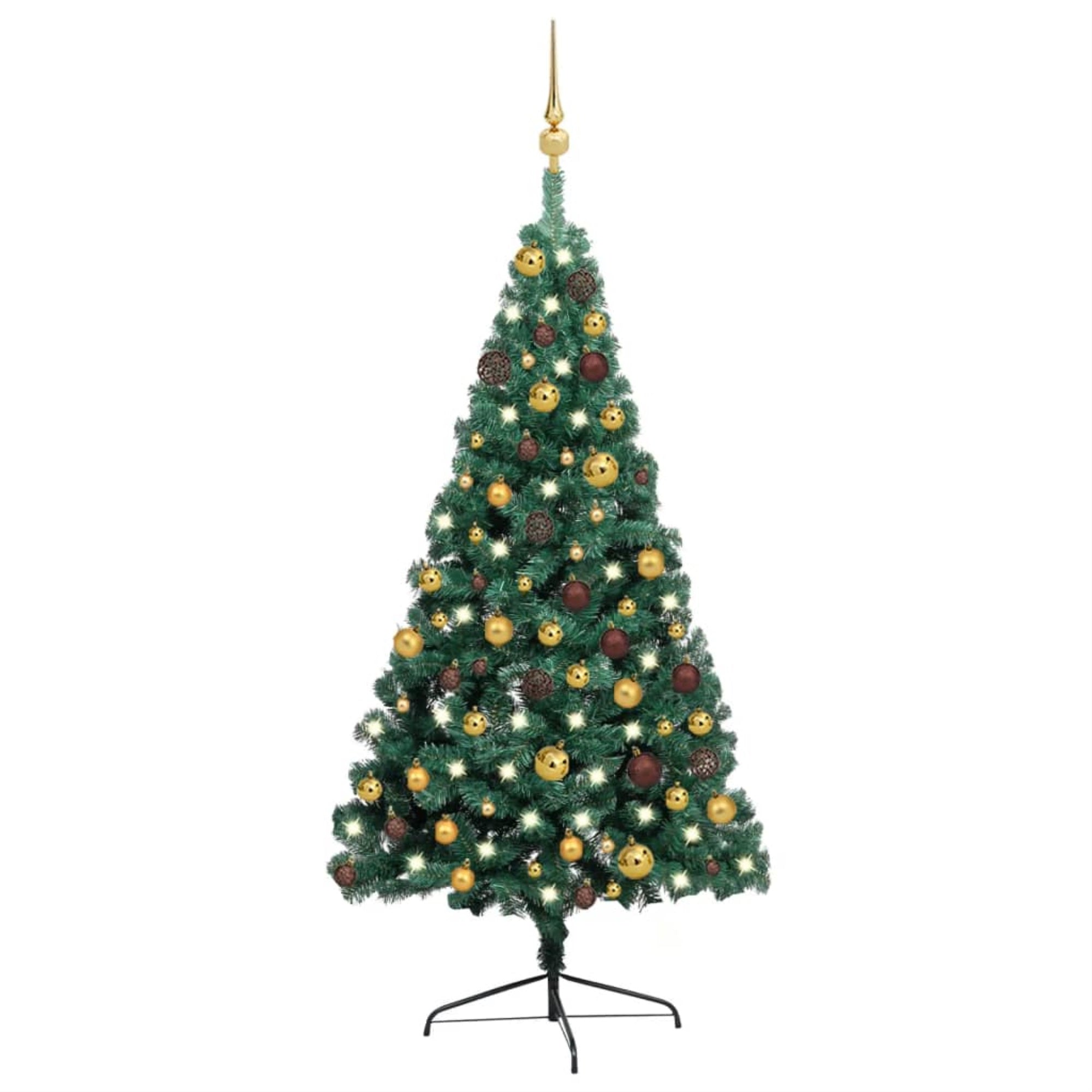 Vidaxl Artificial Half Christmas Tree With Leds&Ball Set Green 47.2'