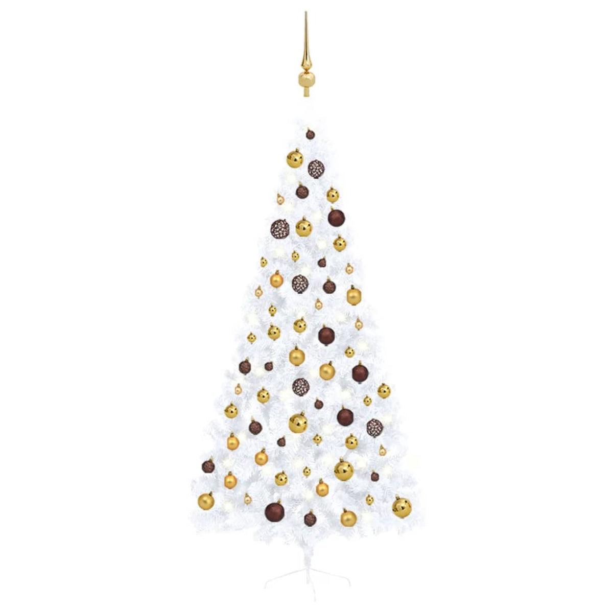 Vidaxl Artificial Half Christmas Tree With Leds&Ball Set White 82.6'