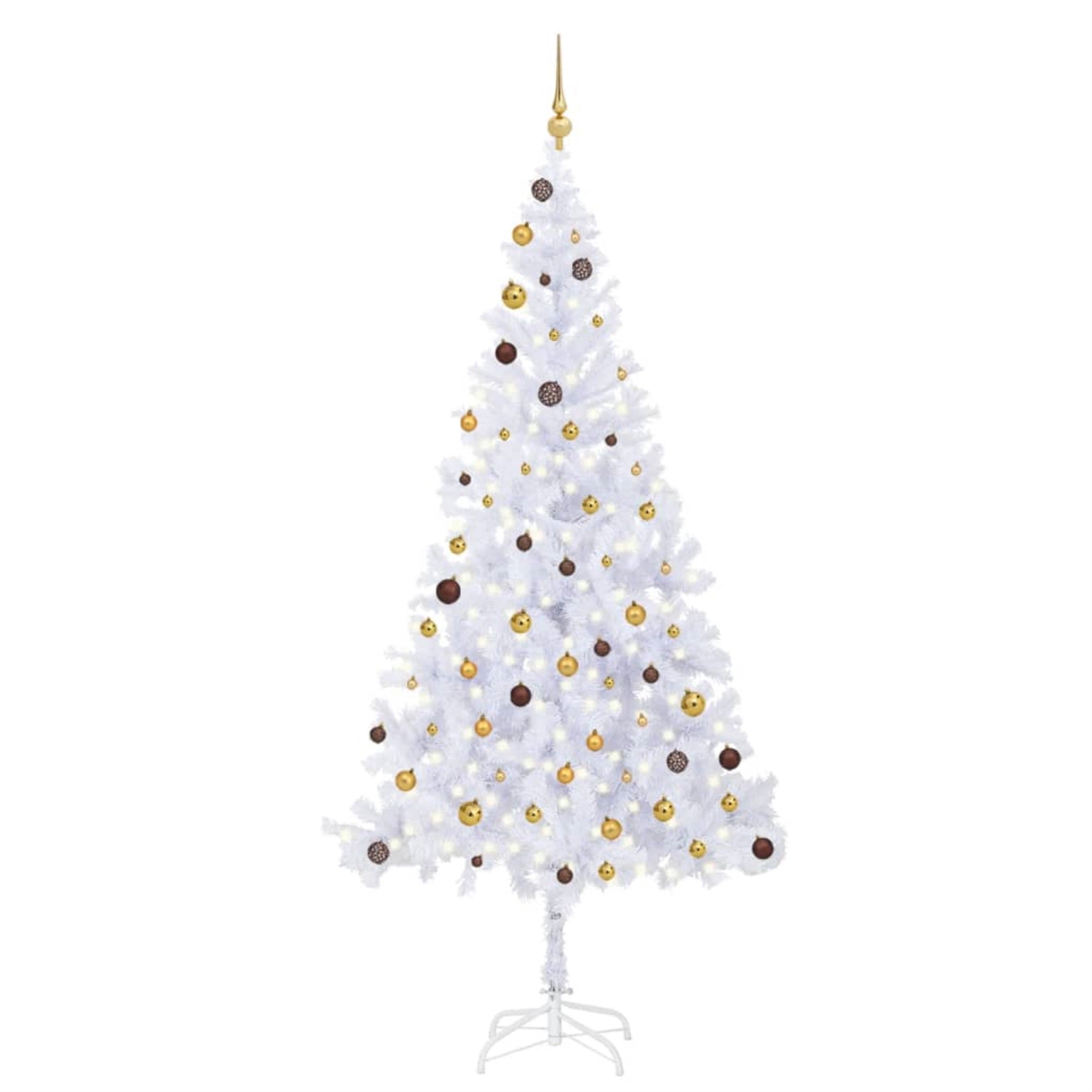 vidaXL Artificial Christmas Tree with LEDs&Ball Set 82.7″ 910 Branches