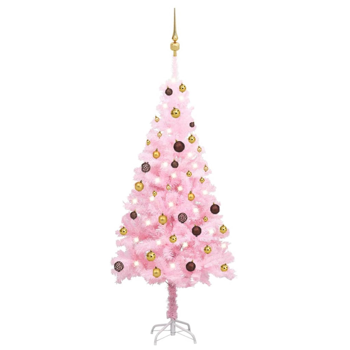 Vidaxl Artificial Christmas Tree With Leds&Ball Set Pink 59.1' Pvc