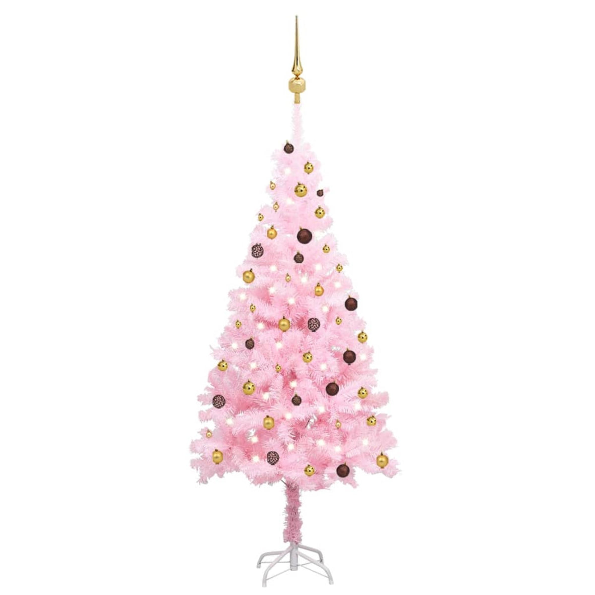 Vidaxl Artificial Christmas Tree With Leds&Ball Set Pink 82.7' Pvc