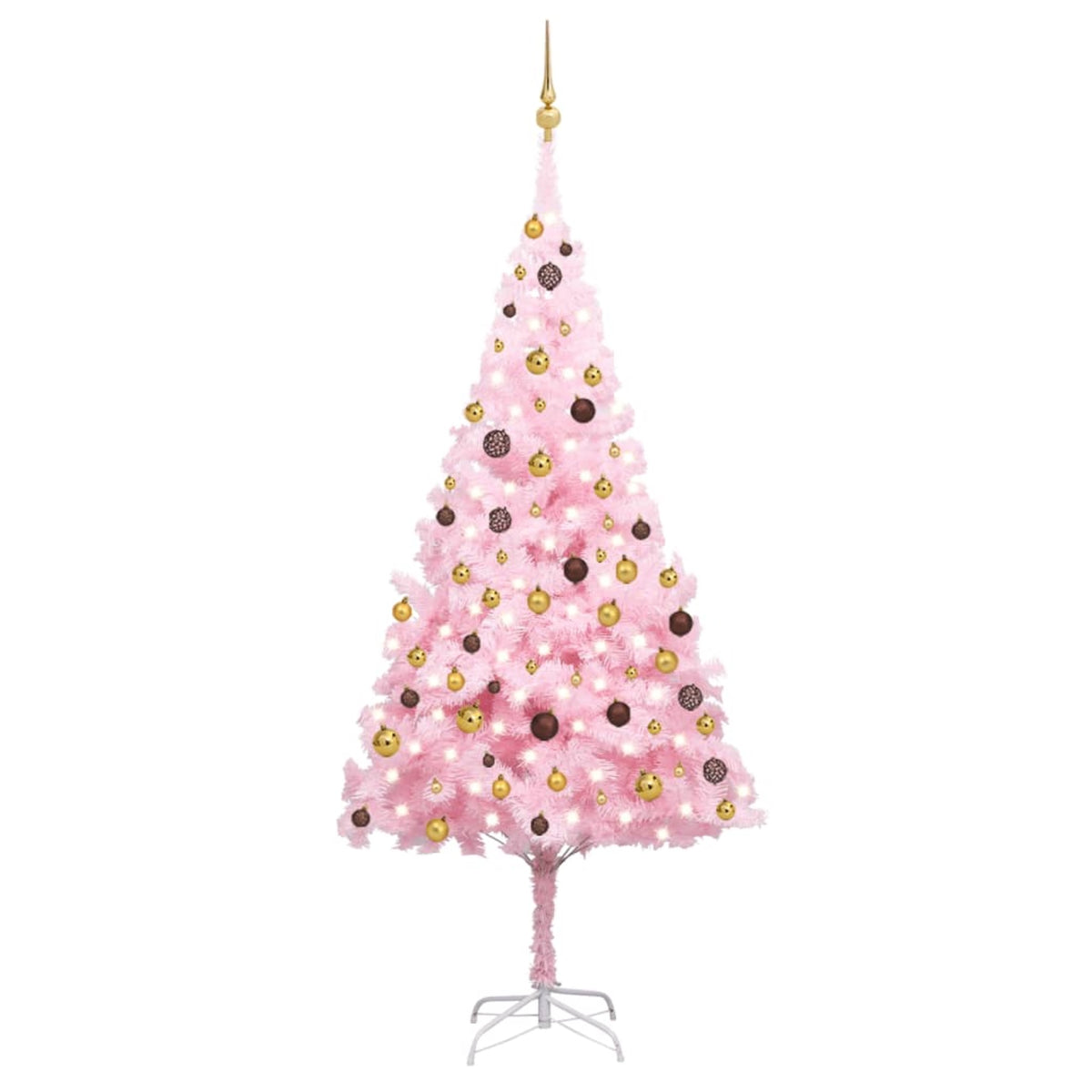 Vidaxl Artificial Christmas Tree With Leds&Ball Set Pink 94.5' Pvc