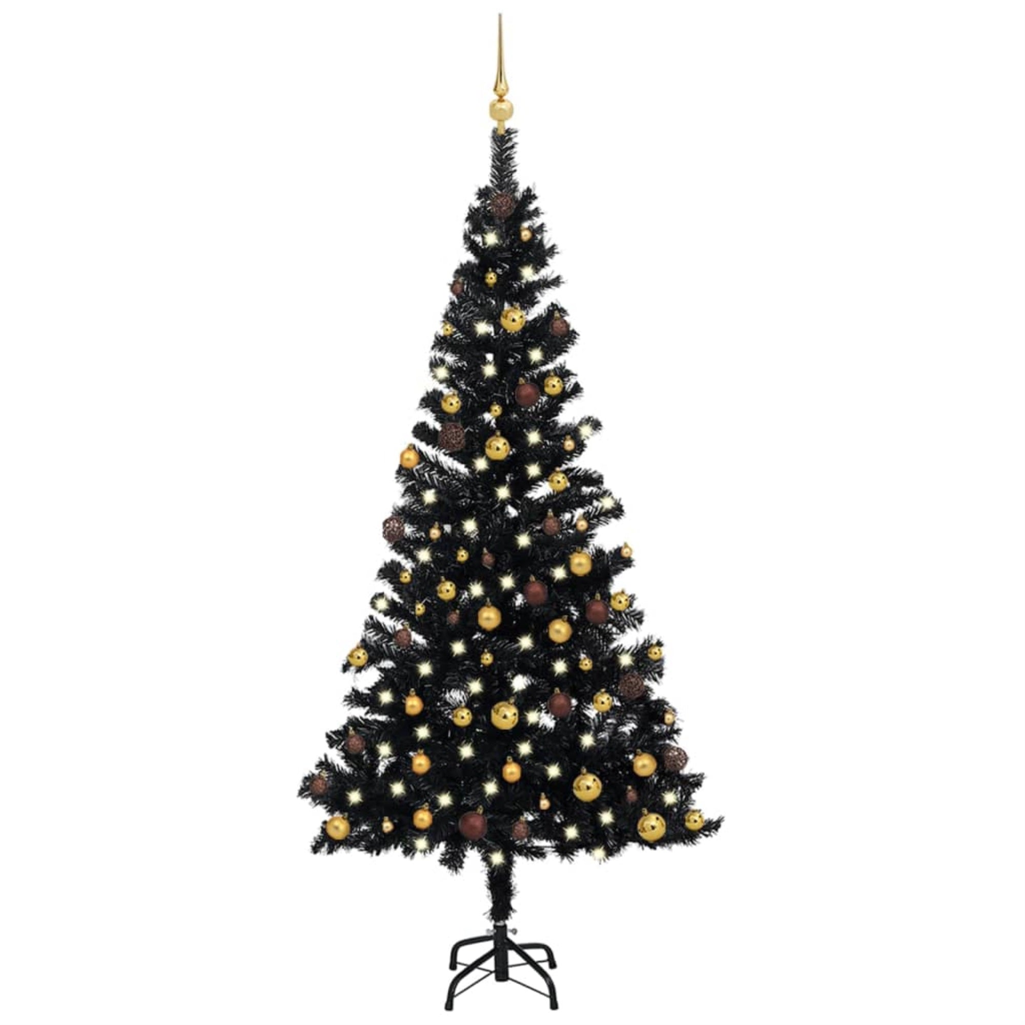 Vidaxl Artificial Christmas Tree With Leds&Ball Set Black 59.1' Pvc