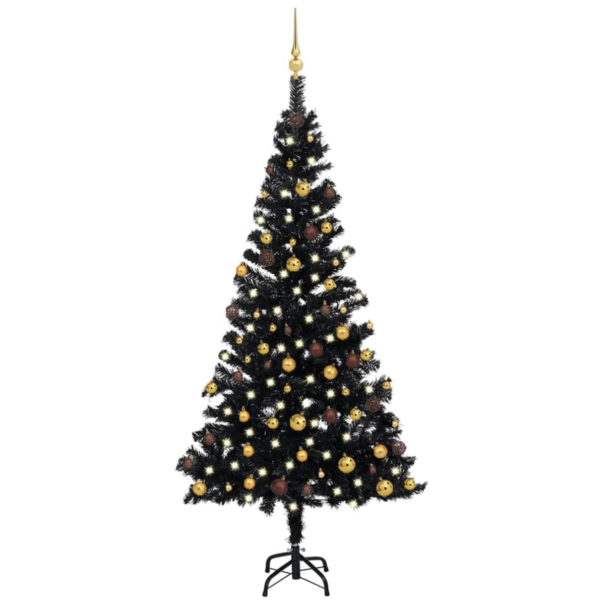 Vidaxl Artificial Christmas Tree With Leds&Ball Set Black 59.1' Pvc
