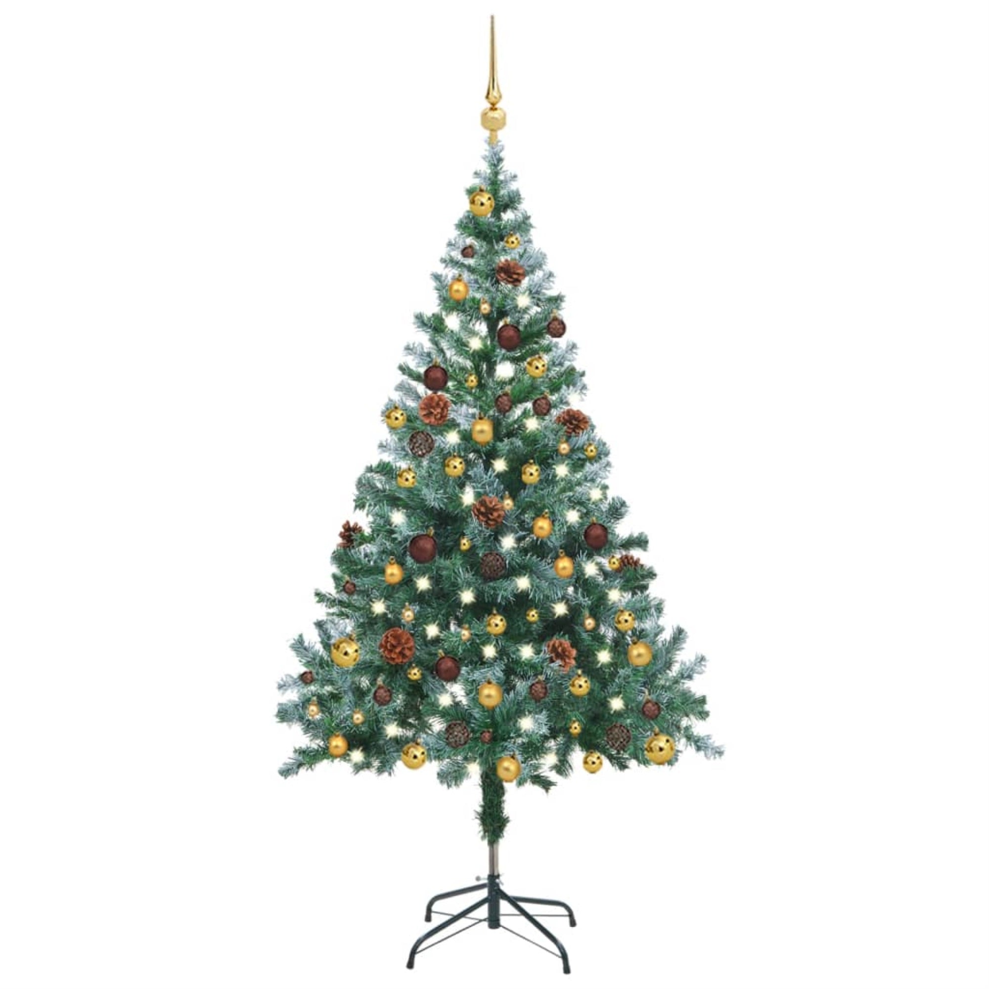 Vidaxl Frosted Christmas Tree With Leds&Ball Set&Pinecones 59.1'