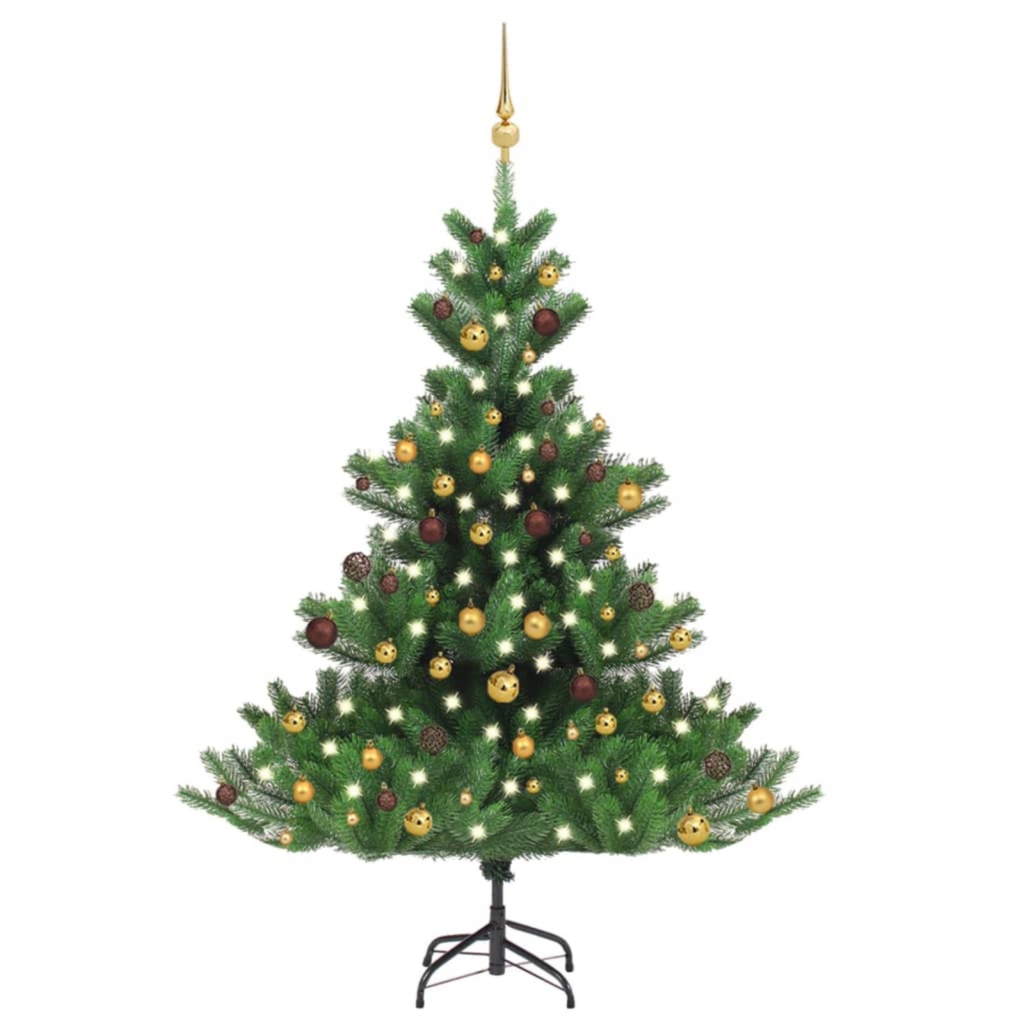 Vidaxl Nordmann Fir Artificial Christmas Tree Led&Ball Set Green 59.1'