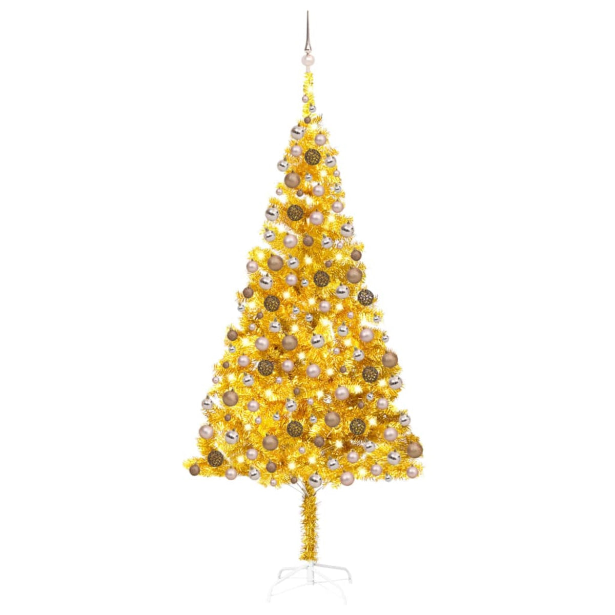 Vidaxl Artificial Christmas Tree With Leds&Ball Set Gold 94.5' Pet