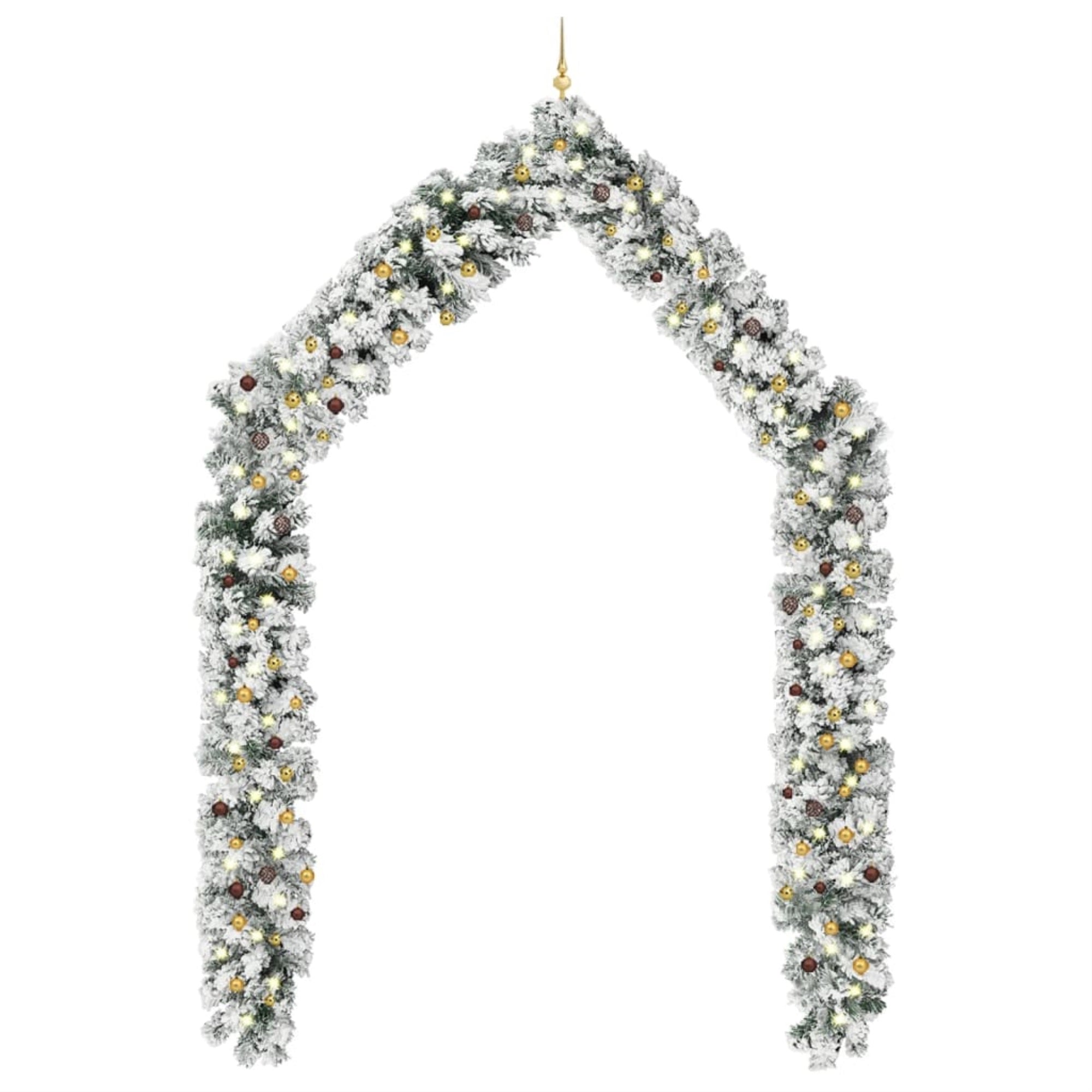 Vidaxl Christmas Garland With Leds&Ball Set Green 65.6' Pvc