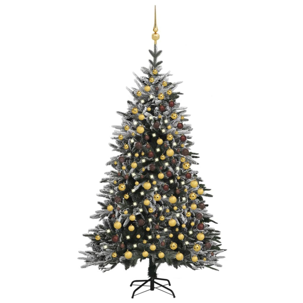 Vidaxl Artificial Christmas Tree Led&Ball Set&Flocked Snow 82.7' Pvc&Pe