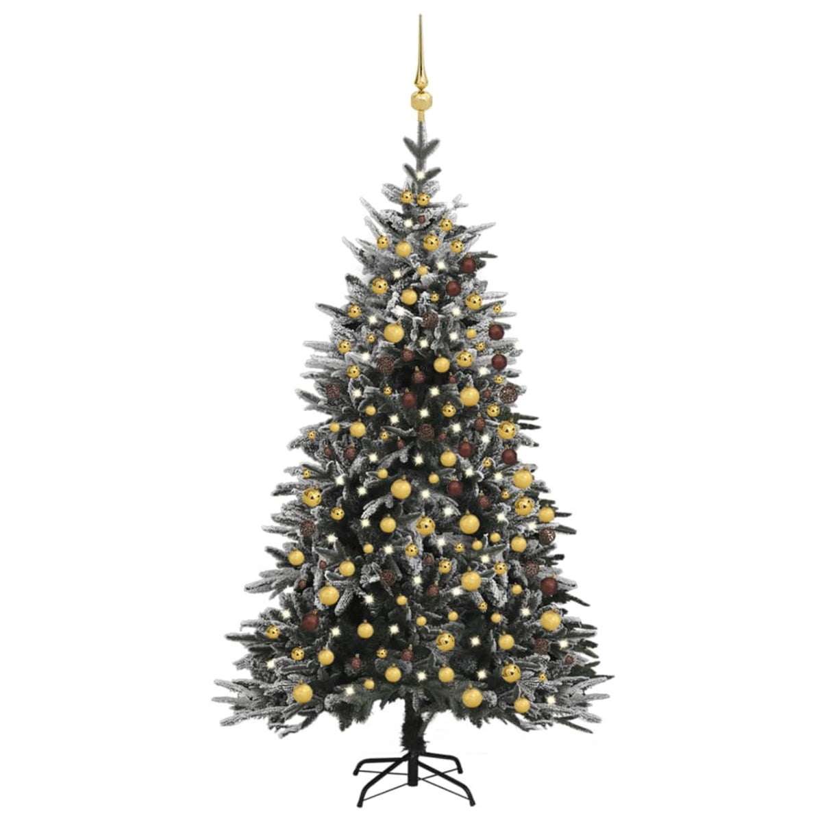 Vidaxl Artificial Christmas Tree Led&Ball Set&Flocked Snow 94.5' Pvc&Pe