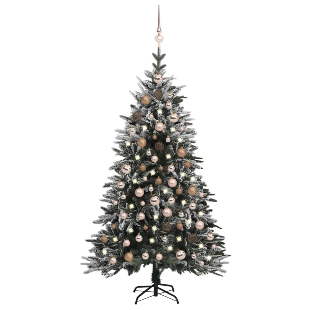 Vidaxl Artificial Christmas Tree Led&Ball Set&Flocked Snow 70.9' Pvc&Pe