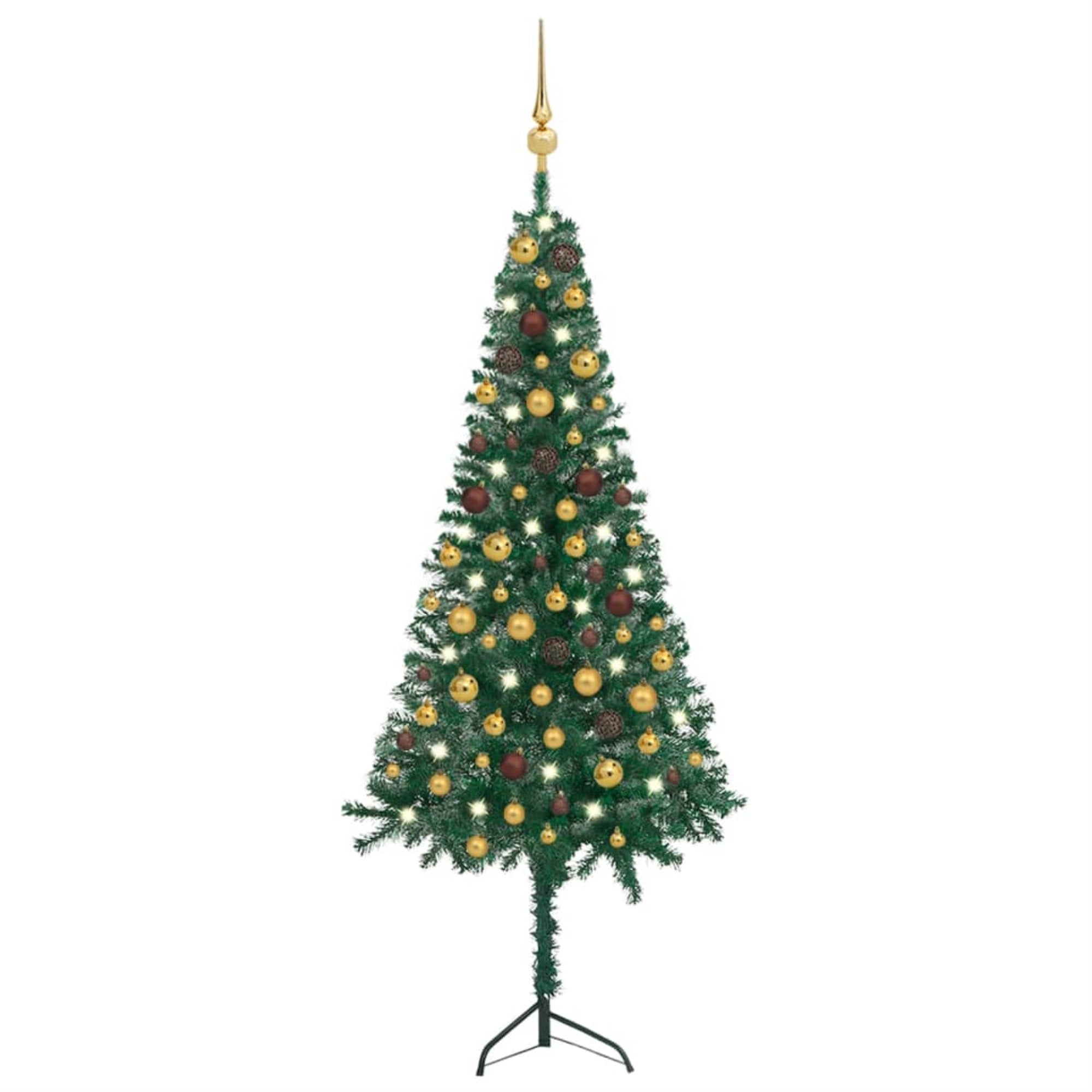 Vidaxl Corner Artificial Christmas Tree Leds&Ball Set Green 59.1' Pvc