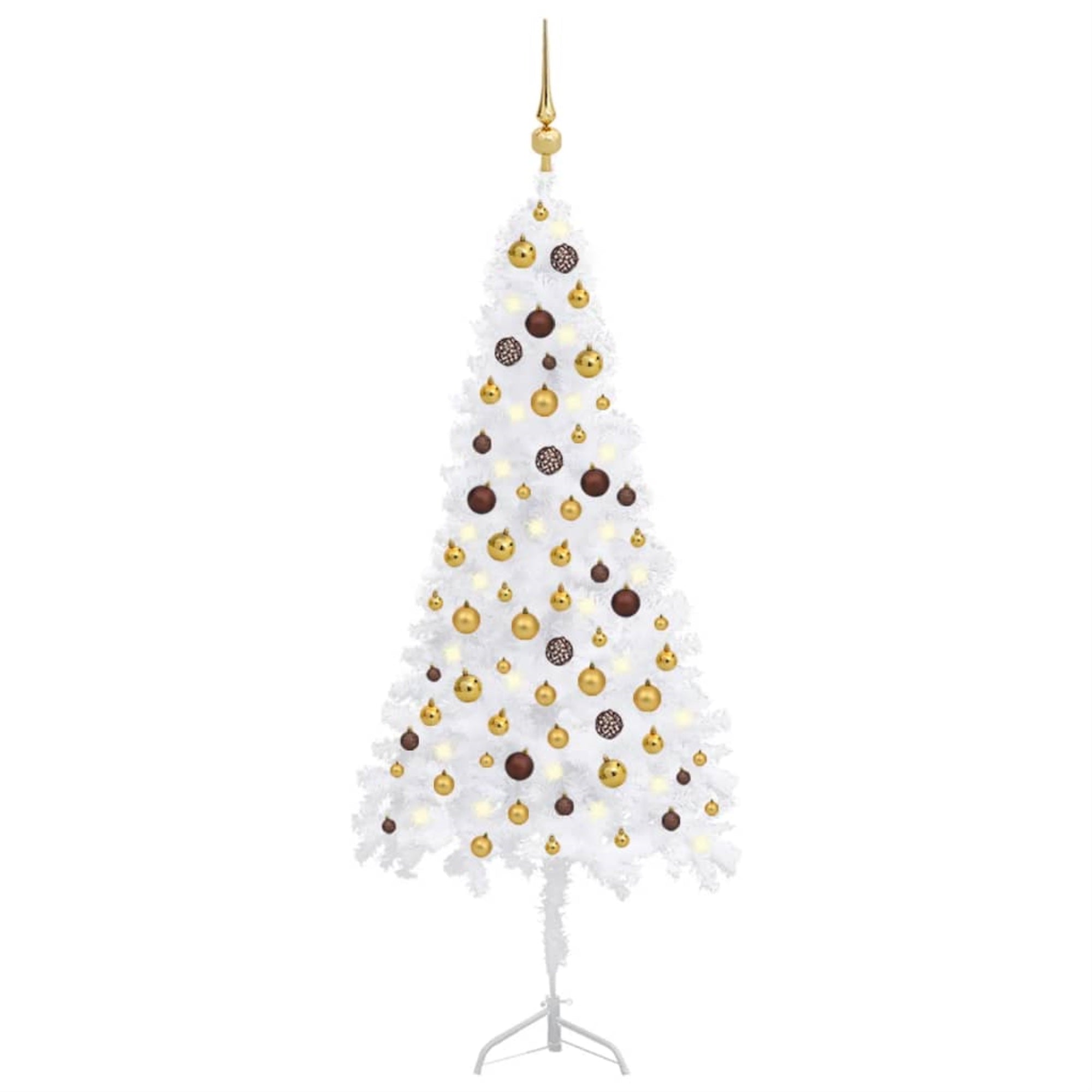 Vidaxl Corner Artificial Christmas Tree Leds&Ball Set White 59.1' Pvc