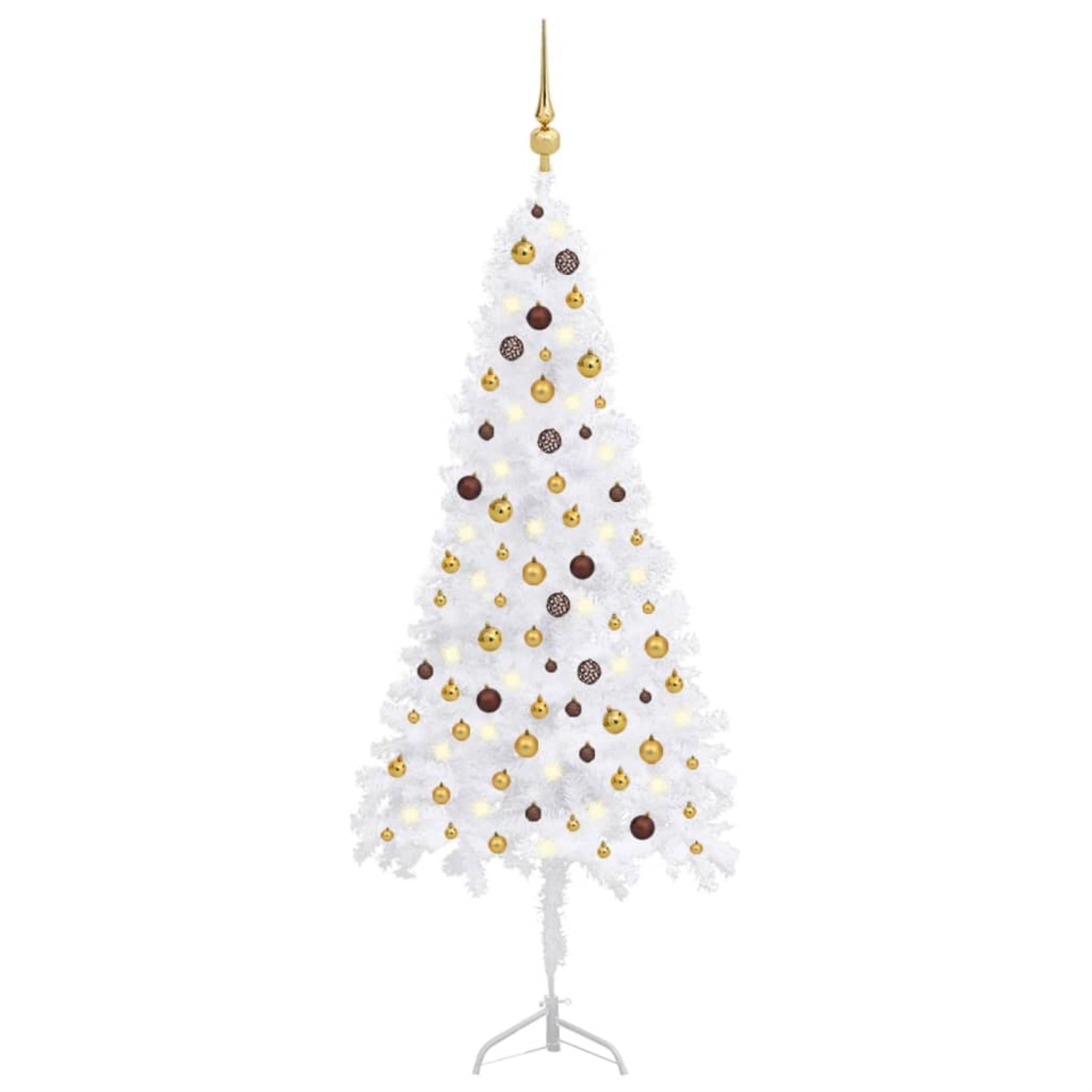 Vidaxl Corner Artificial Christmas Tree Leds&Ball Set White 82.7' Pvc