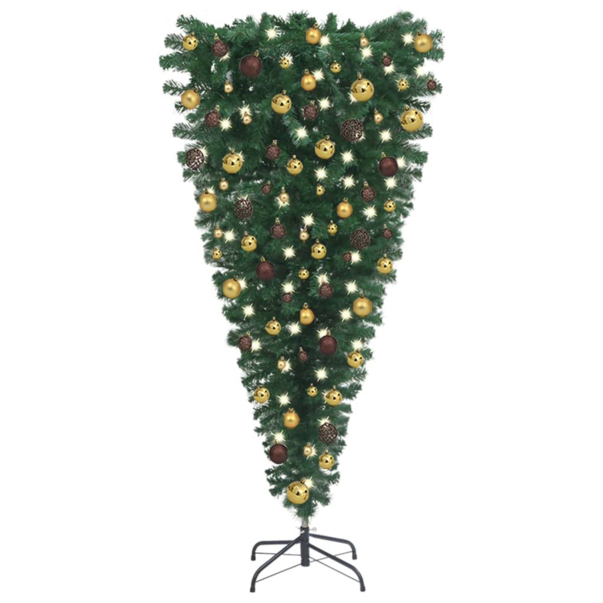 Vidaxl Upside-Down Artificial Christmas Tree With Leds&Ball Set 82.7'