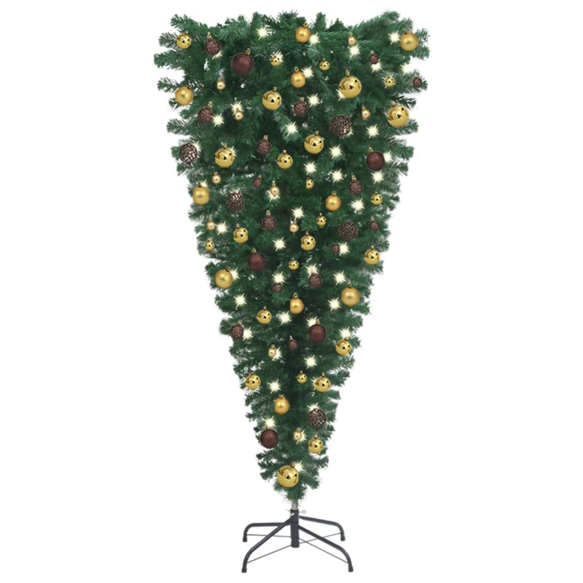 Vidaxl Upside-Down Artificial Christmas Tree With Leds&Ball Set 82.7'
