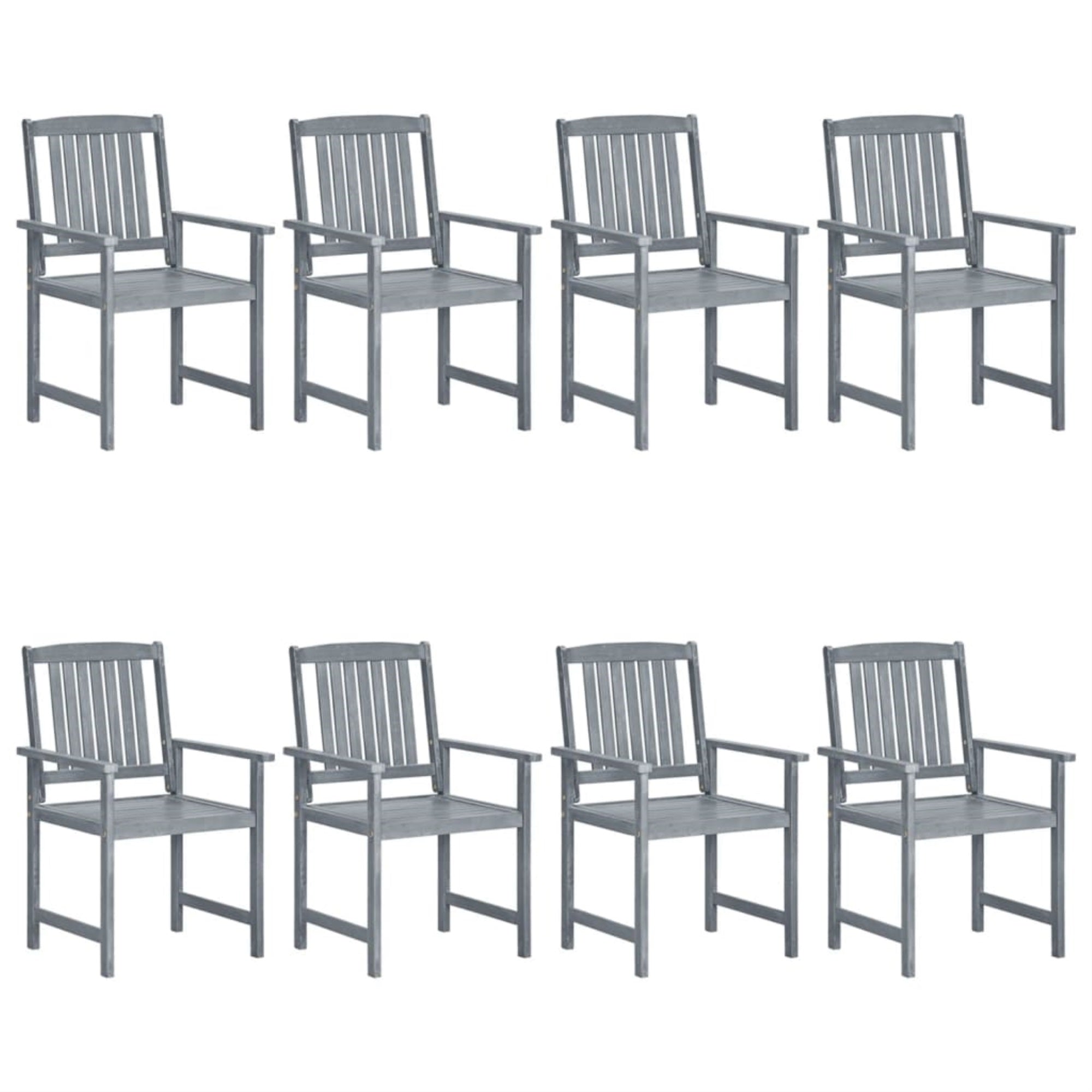 Vidaxl Garden Chairs 8 Pcs Solid Acacia Wood Gray