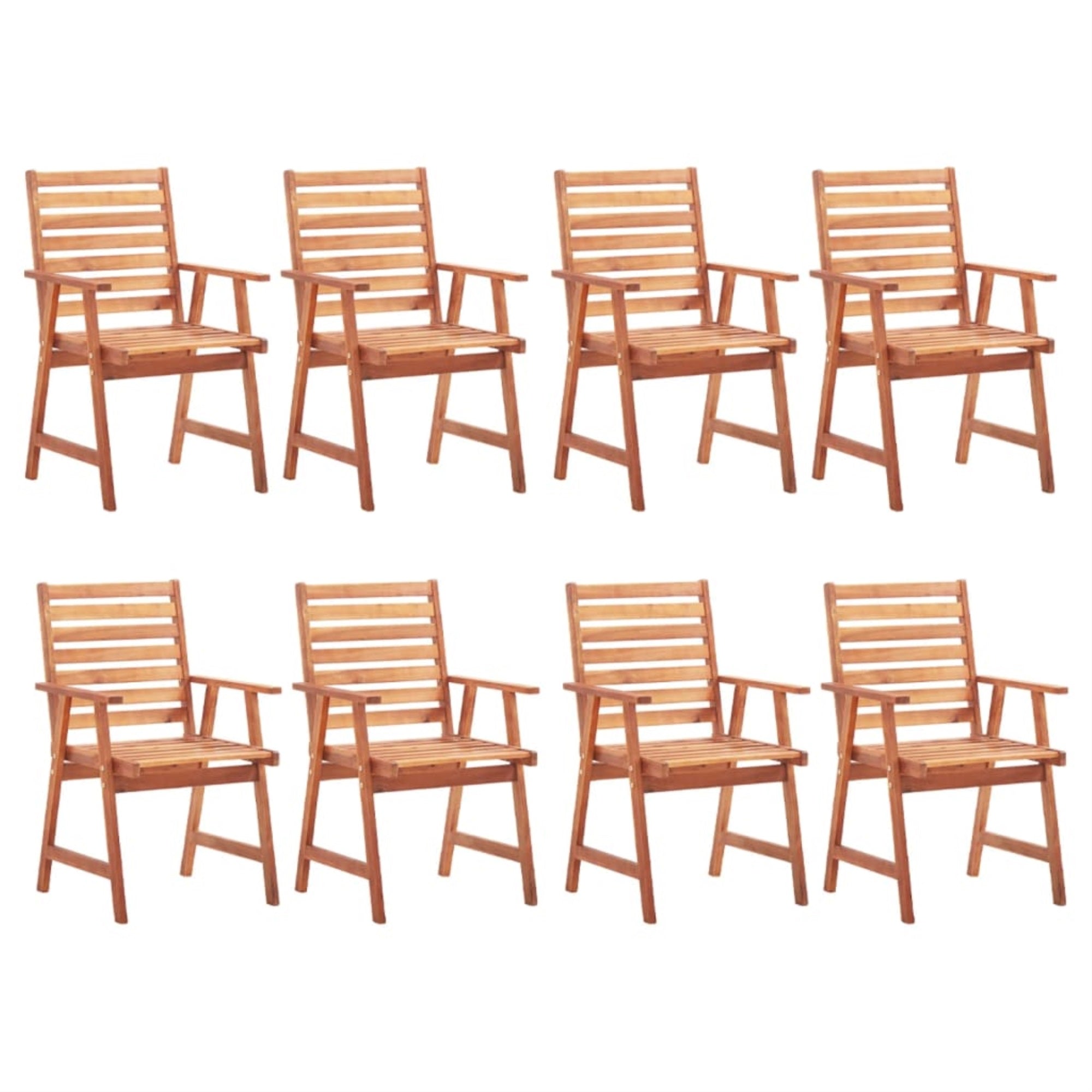 Vidaxl Patio Dining Chairs 8 Pcs Solid Acacia Wood