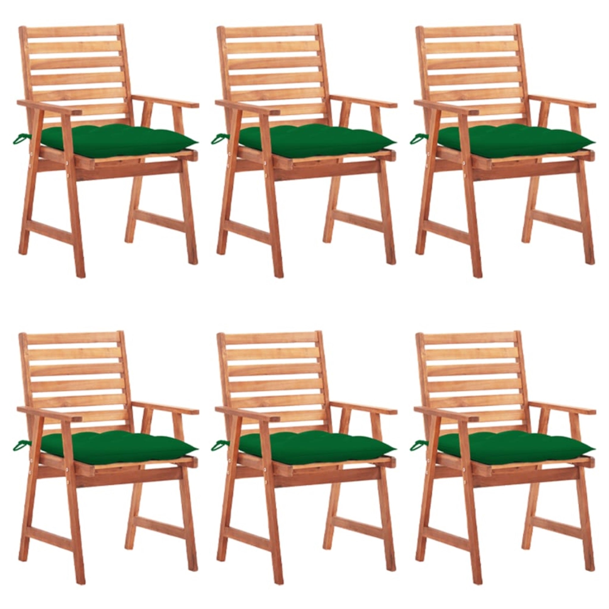 vidaXL Outdoor Dining Chairs 6 pcs with Cushions Solid Acacia Wood
