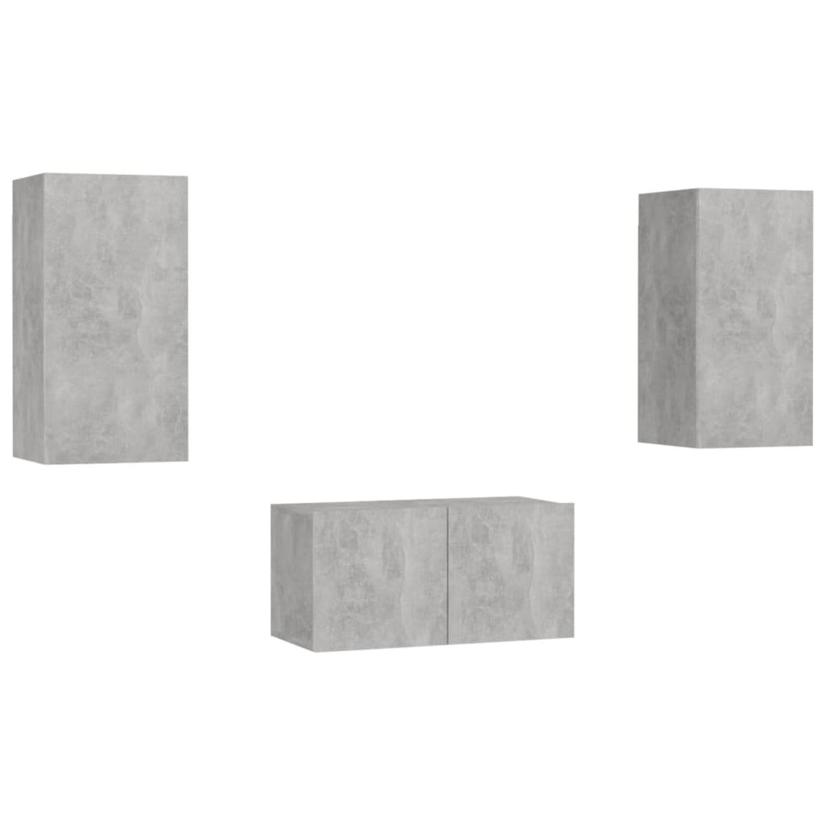 Vidaxl 3 Piece Tv Cabinet Set Concrete Gray Chipboard