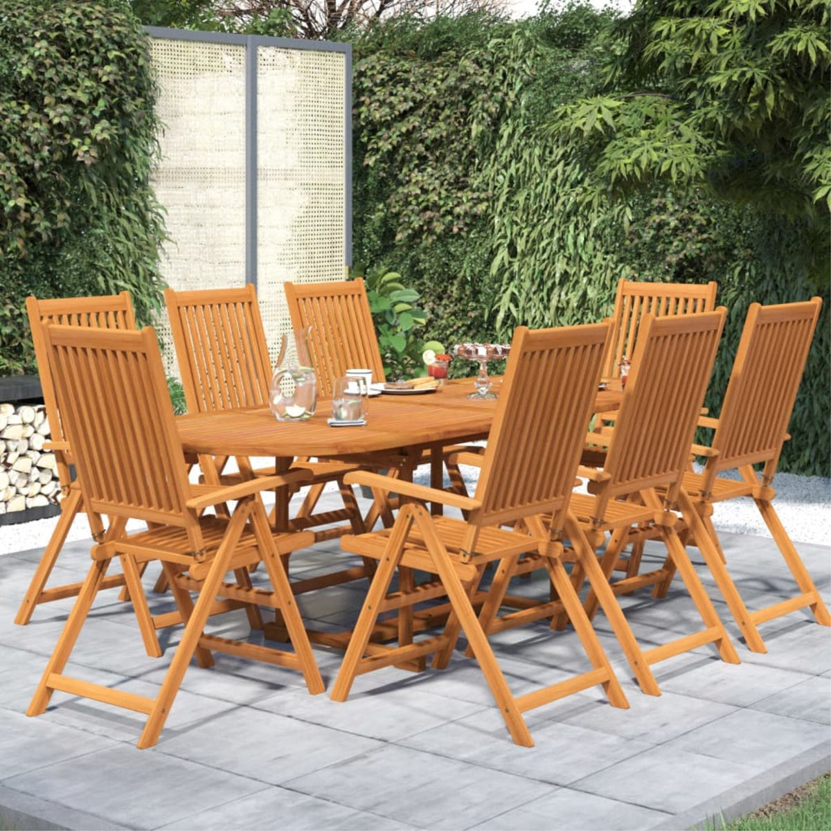 Vidaxl 9 Piece Patio Dining Set Solid Wood Acacia