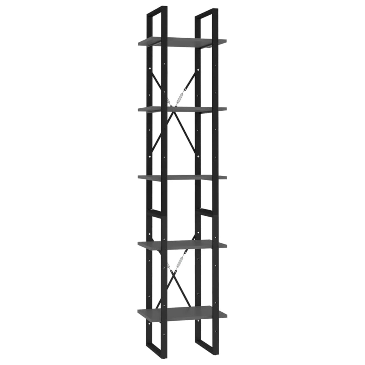 Vidaxl 5-Tier Book Cabinet Gray 15.7' X 11.8' X 69.9' Chipboard