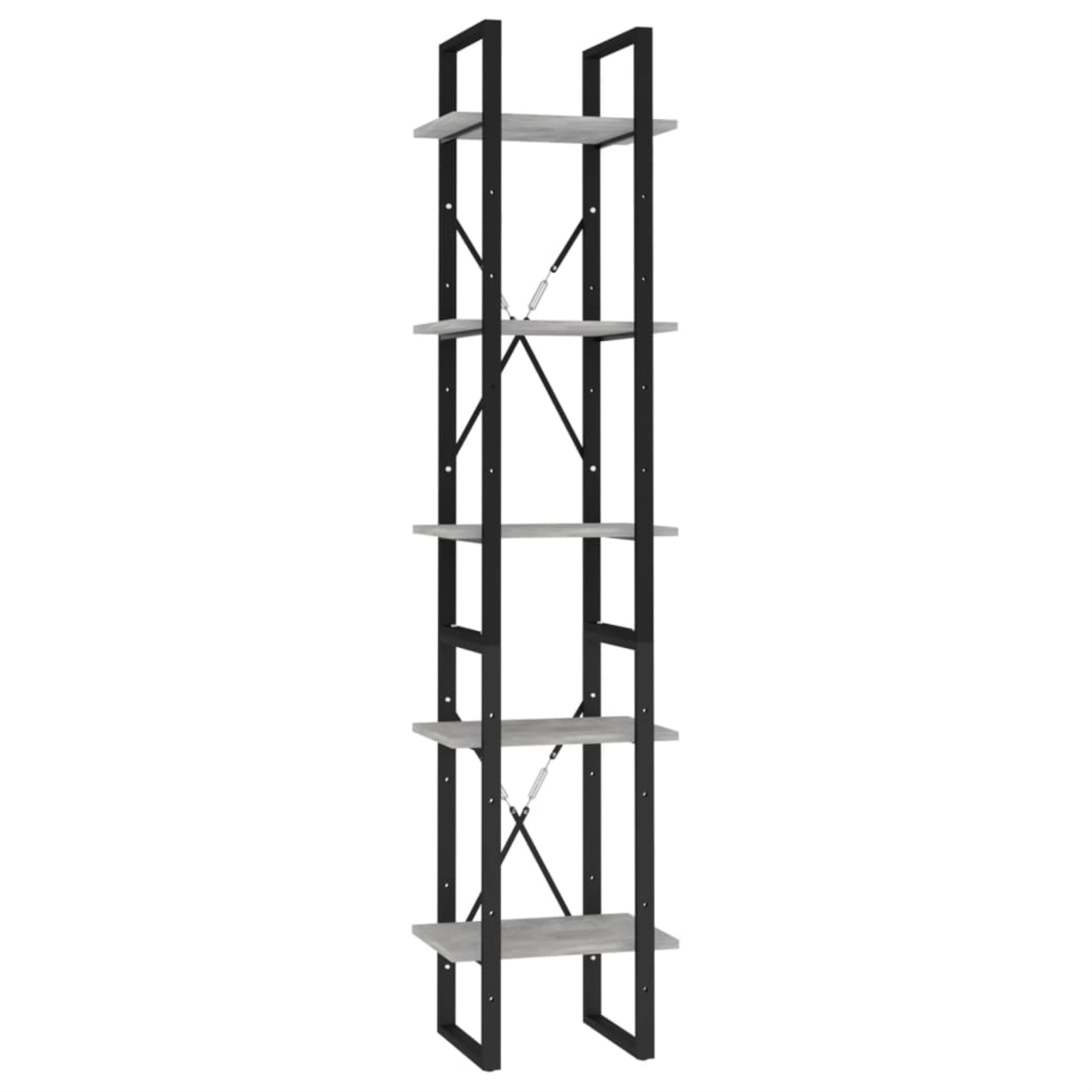 Vidaxl 5-Tier Book Cabinet Concrete Gray 15.7' X 11.8' X 69.9' Chipboard