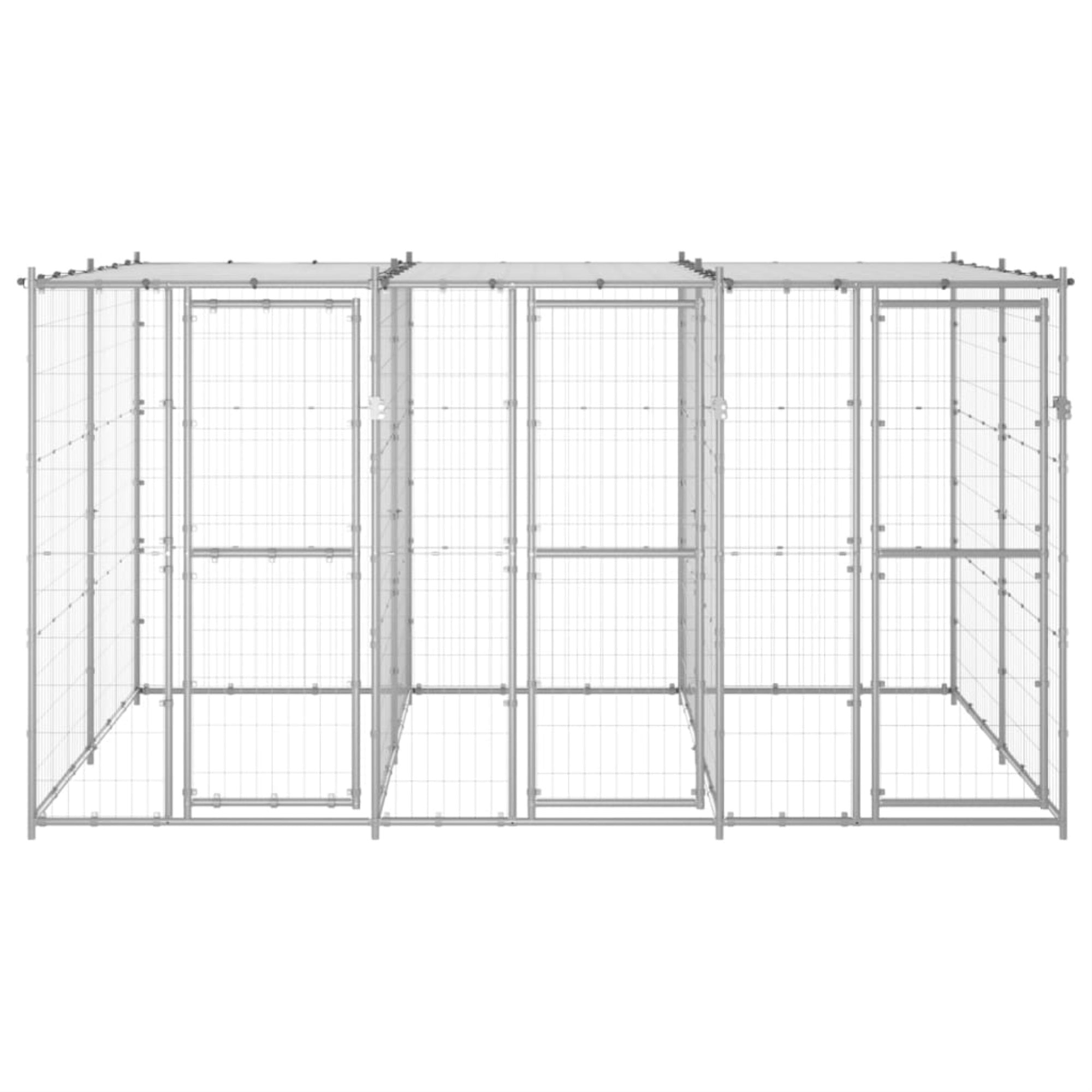 Vidaxl Outdoor Dog Kennel Galvanized Steel With Roof 78.1 Ft