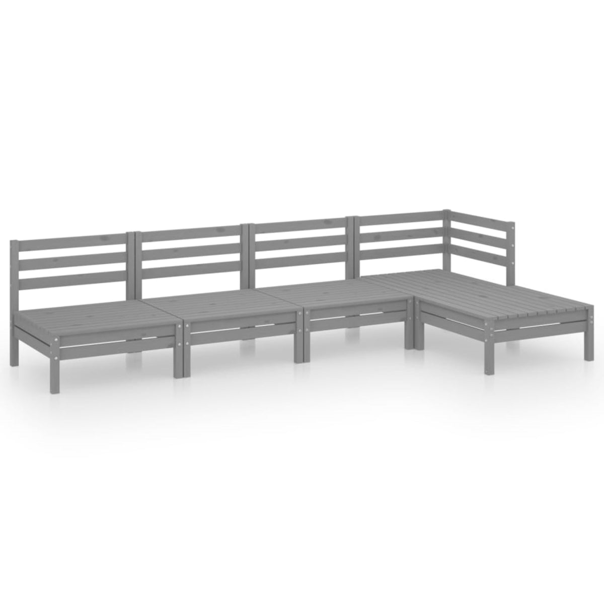 Vidaxl 5 Piece Patio Lounge Set Solid Pinewood Gray