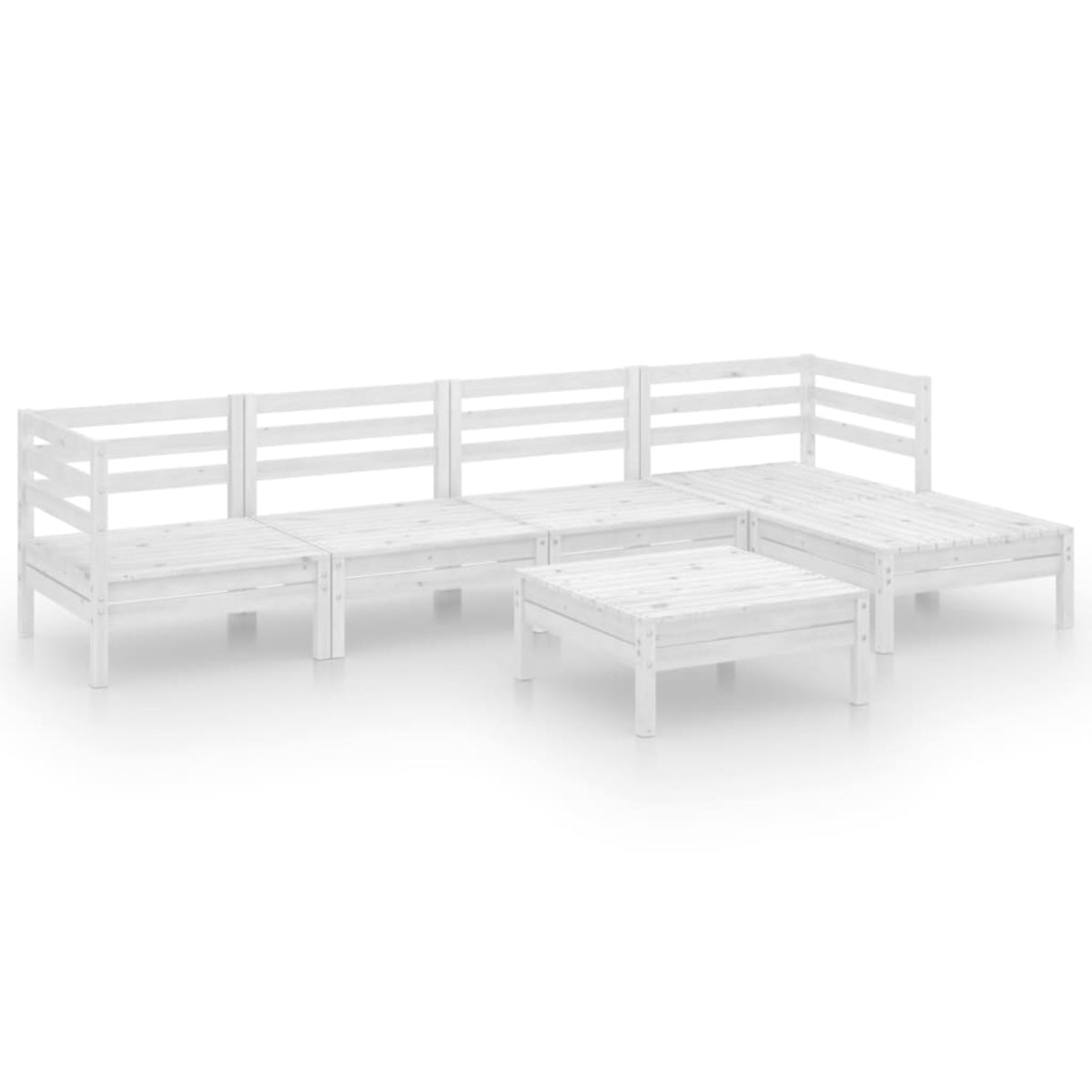 Vidaxl 6 Piece Patio Lounge Set Solid Pinewood White