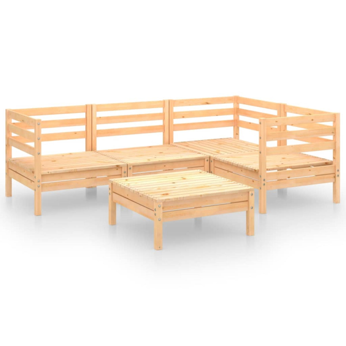 Vidaxl 5 Piece Patio Lounge Set Solid Pinewood