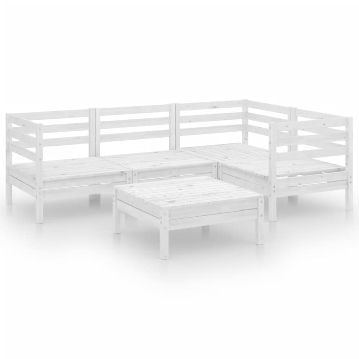Vidaxl 5 Piece Patio Lounge Set Solid Pinewood White