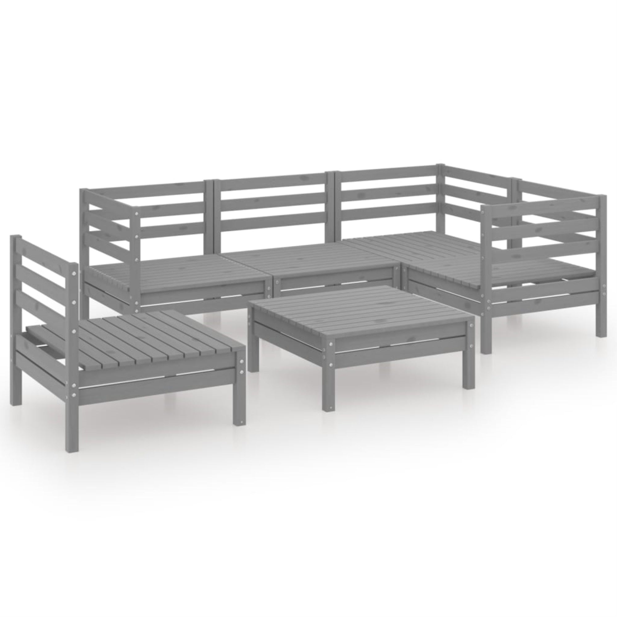 Vidaxl 6 Piece Patio Lounge Set Solid Pinewood Gray