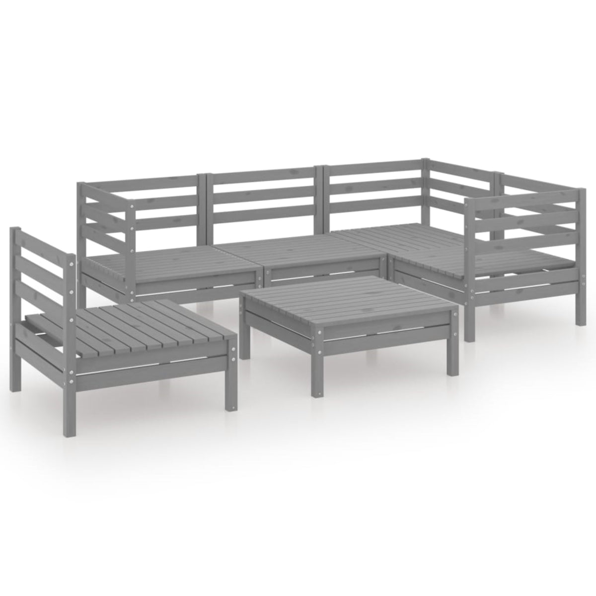 Vidaxl 6 Piece Patio Lounge Set Solid Pinewood Gray