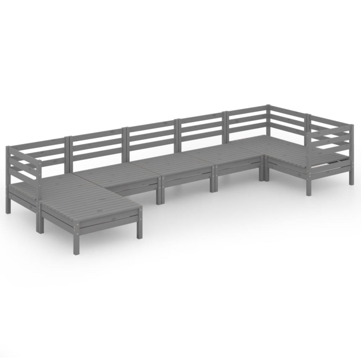 Vidaxl 7 Piece Patio Lounge Set Solid Pinewood Gray