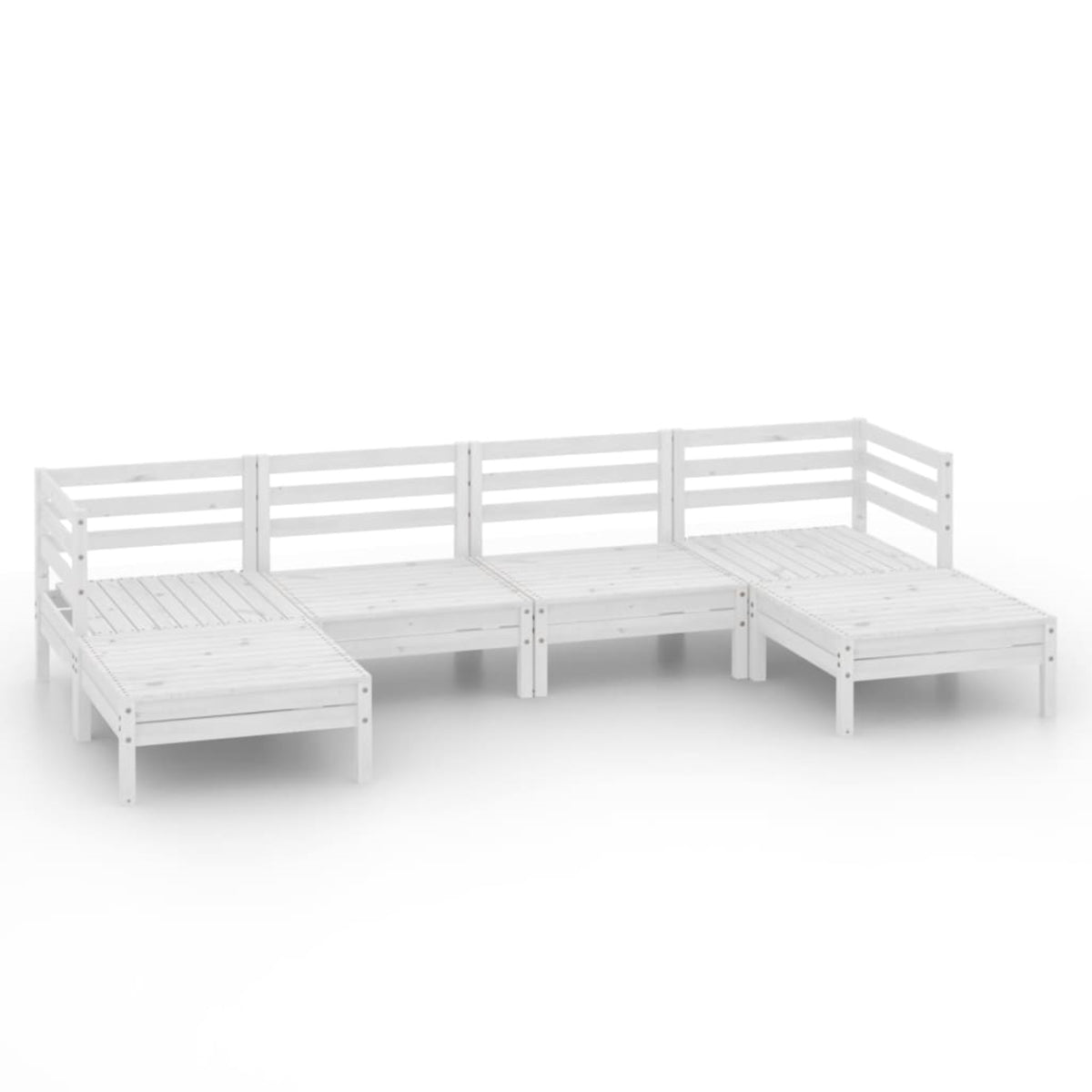 Vidaxl 6 Piece Patio Lounge Set White Solid Pinewood