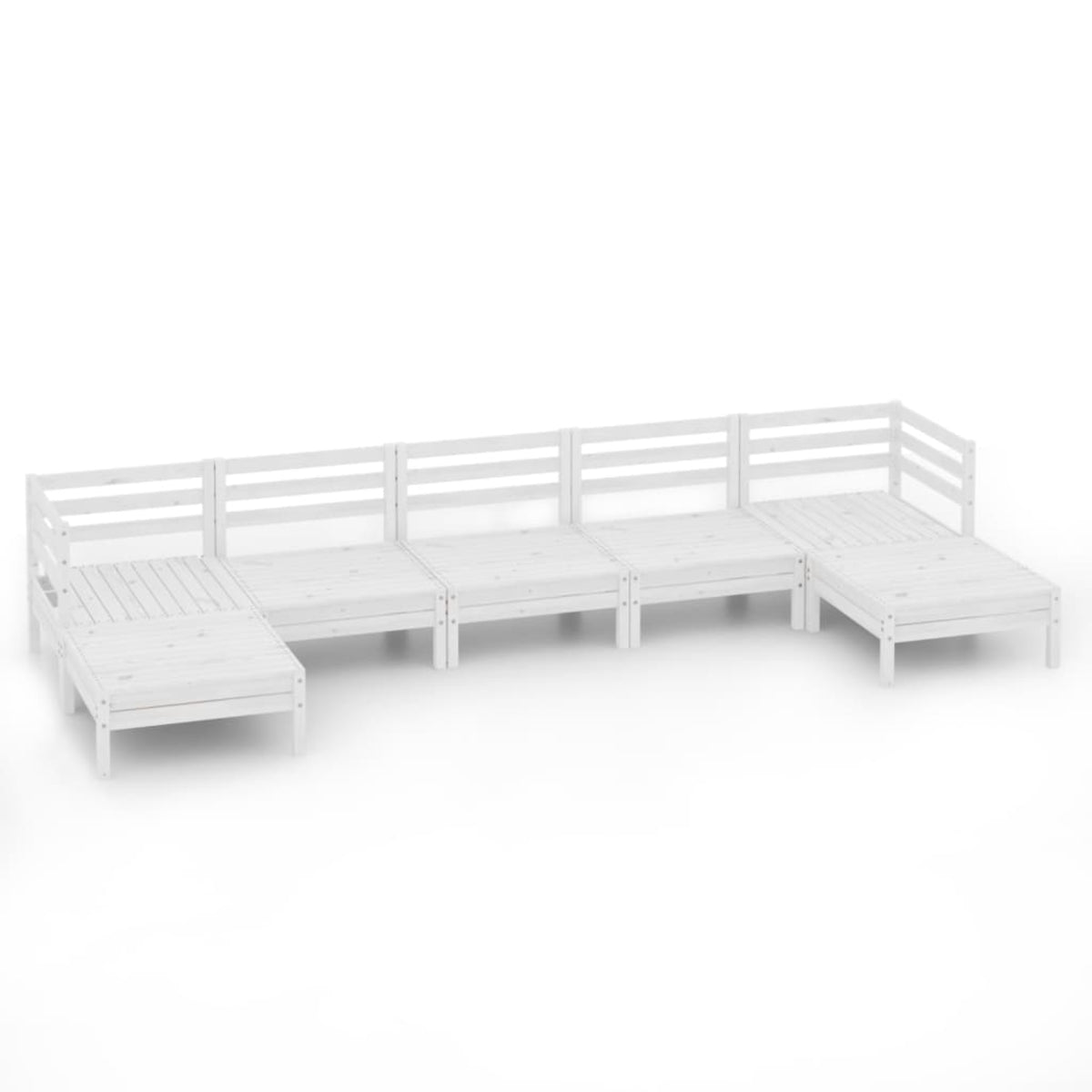 Vidaxl 7 Piece Patio Lounge Set White Solid Pinewood