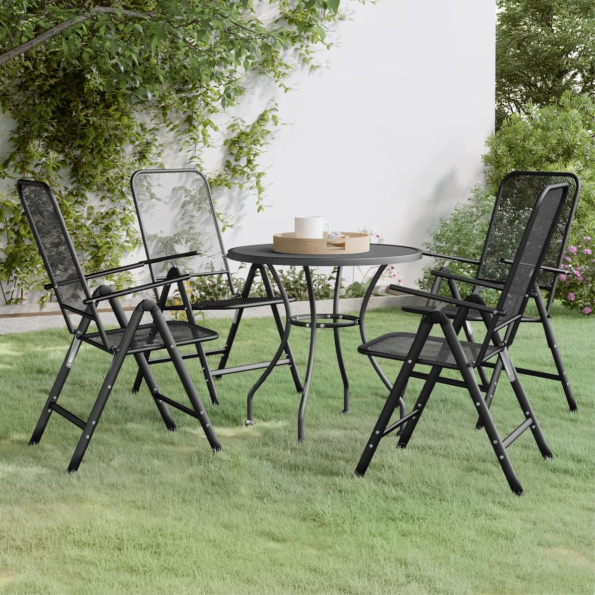 Vidaxl 5 Piece Patio Dining Set Expanded Metal Mesh Anthracite