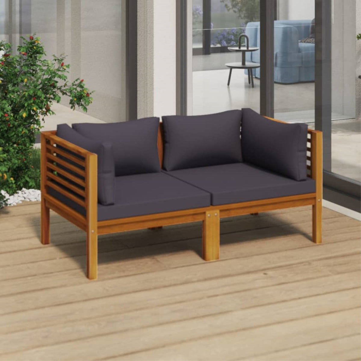 Vidaxl 2-Seater Patio Sofa With Cushion Solid Acacia Wood