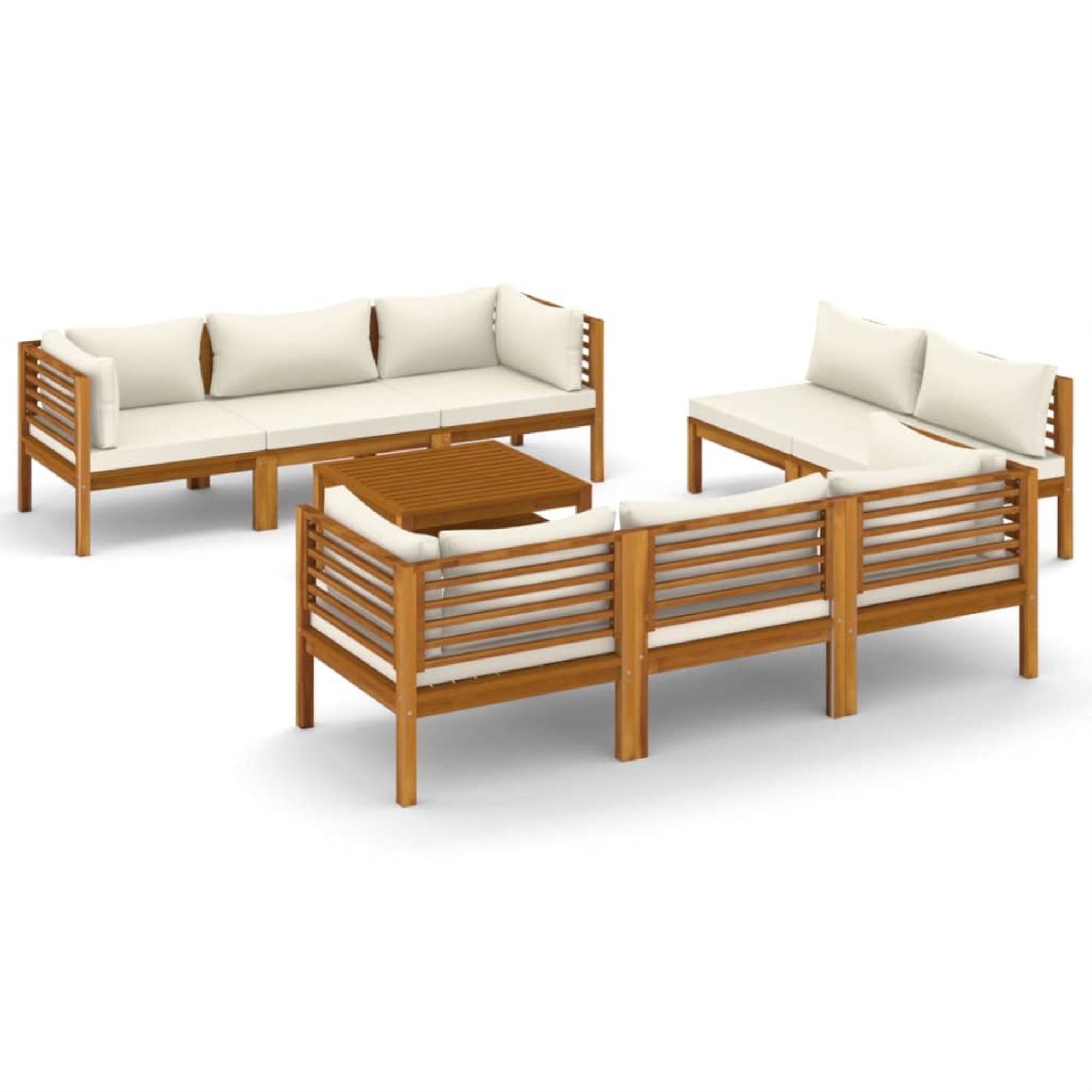 Vidaxl 9 Piece Patio Lounge Set With Cream Cushion Solid Acacia Wood