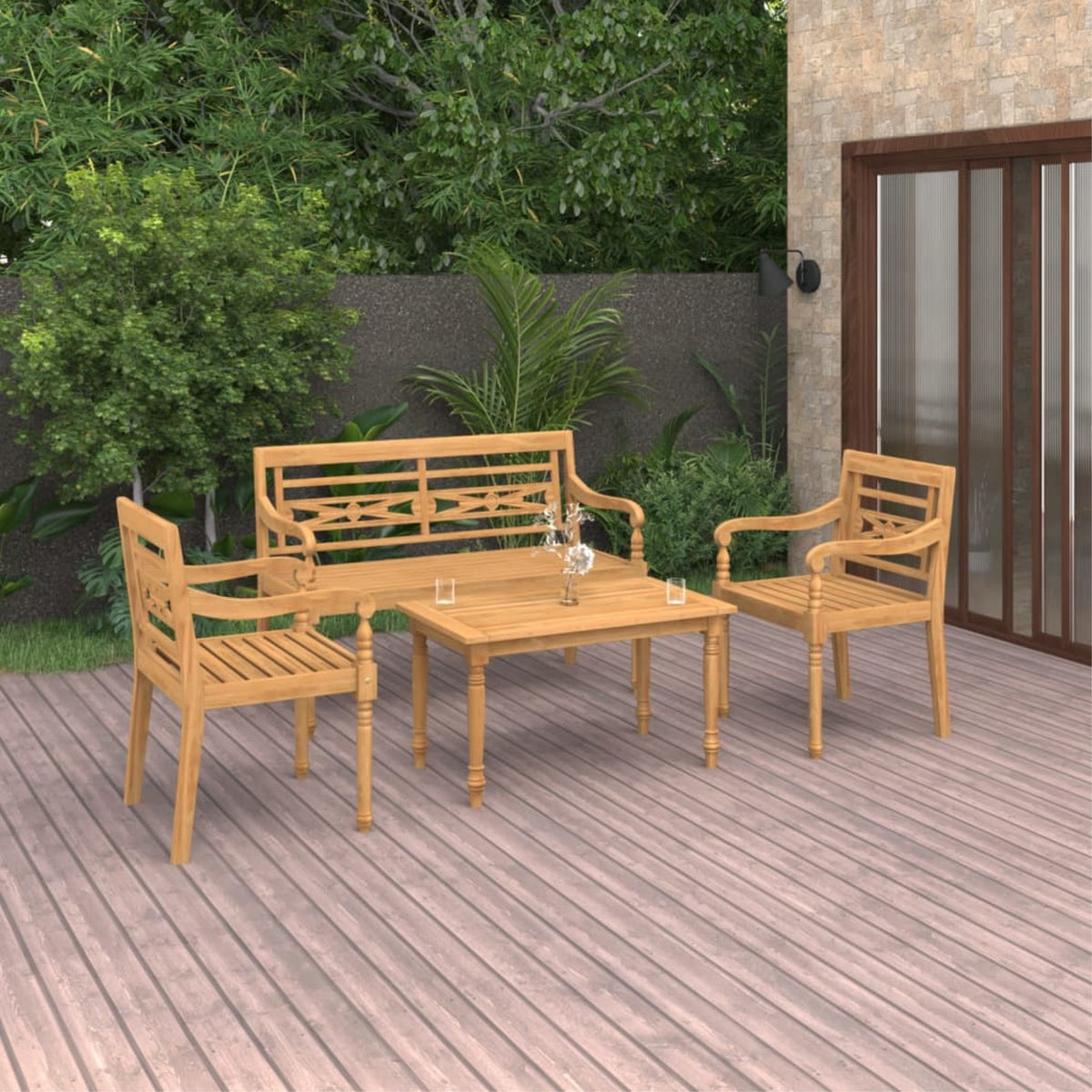 Vidaxl 4 Piece Patio Dining Set Solid Teak Wood