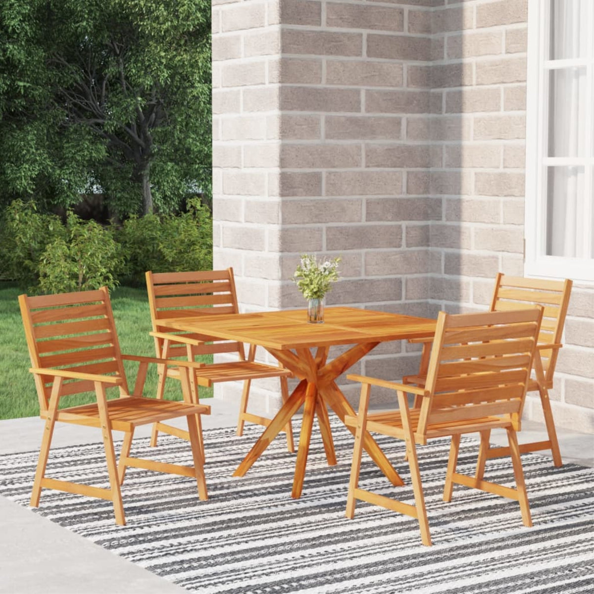 Vidaxl 5 Piece Patio Dining Set Solid Wood Acacia