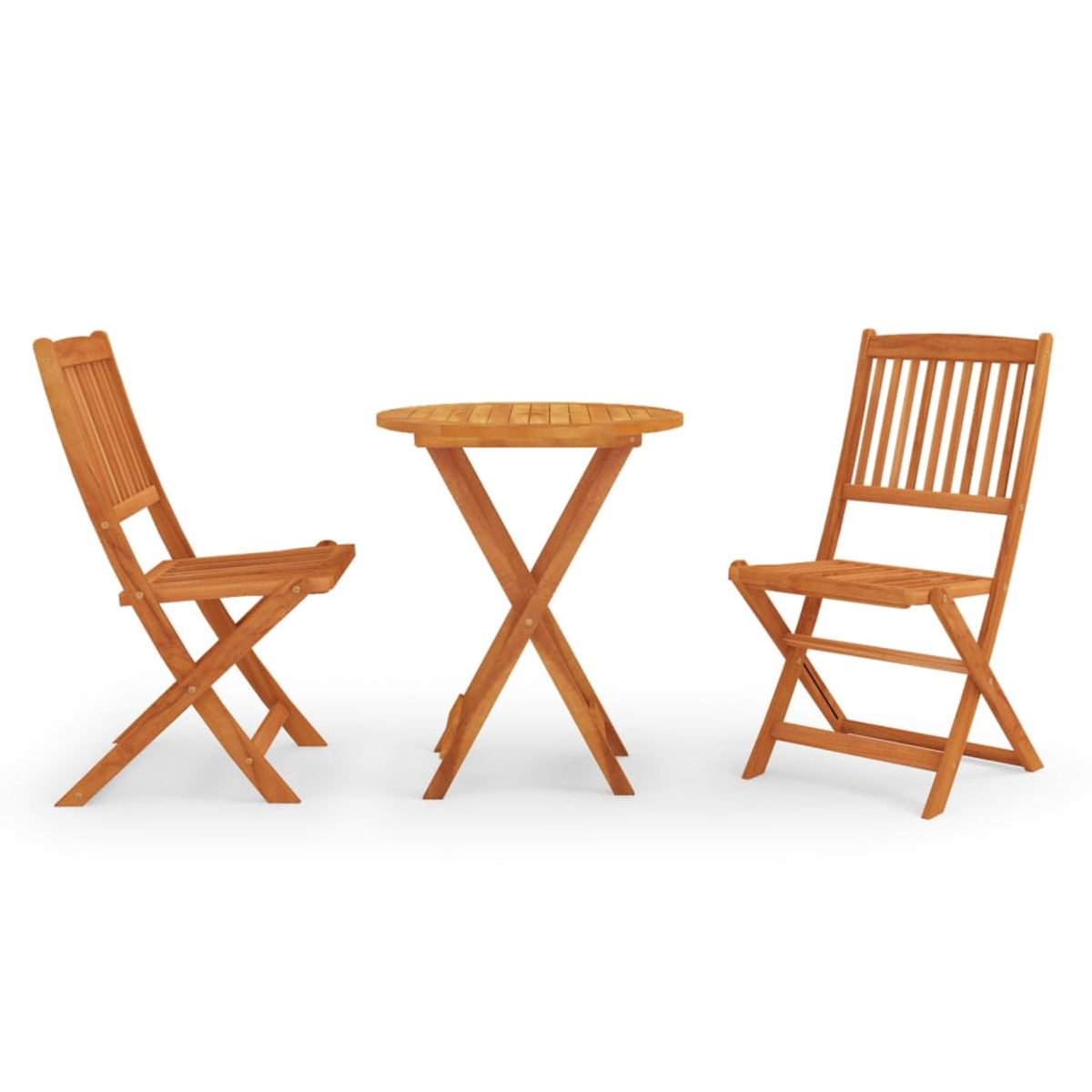Vidaxl 3 Piece Folding Outdoor Dining Set Solid Eucalyptus Wood