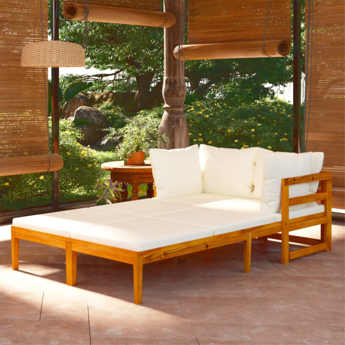 Vidaxl Sun Loungers With Cream White Cushions 2 Pcs Acacia Wood