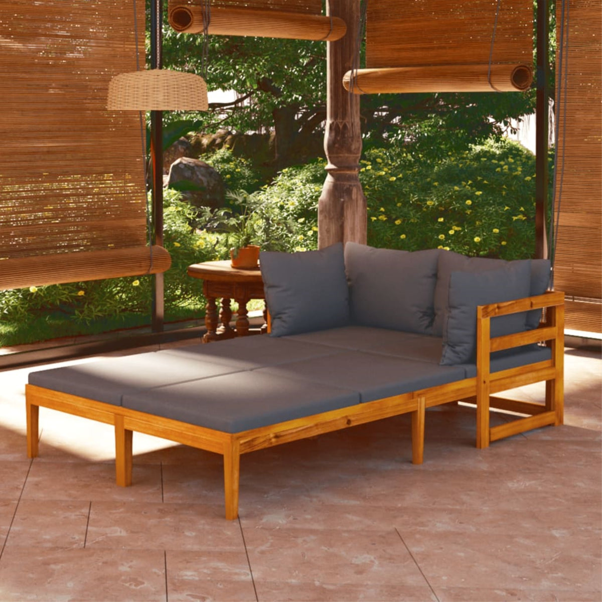 Vidaxl Sun Loungers With Dark Gray Cushions 2 Pcs Acacia Wood