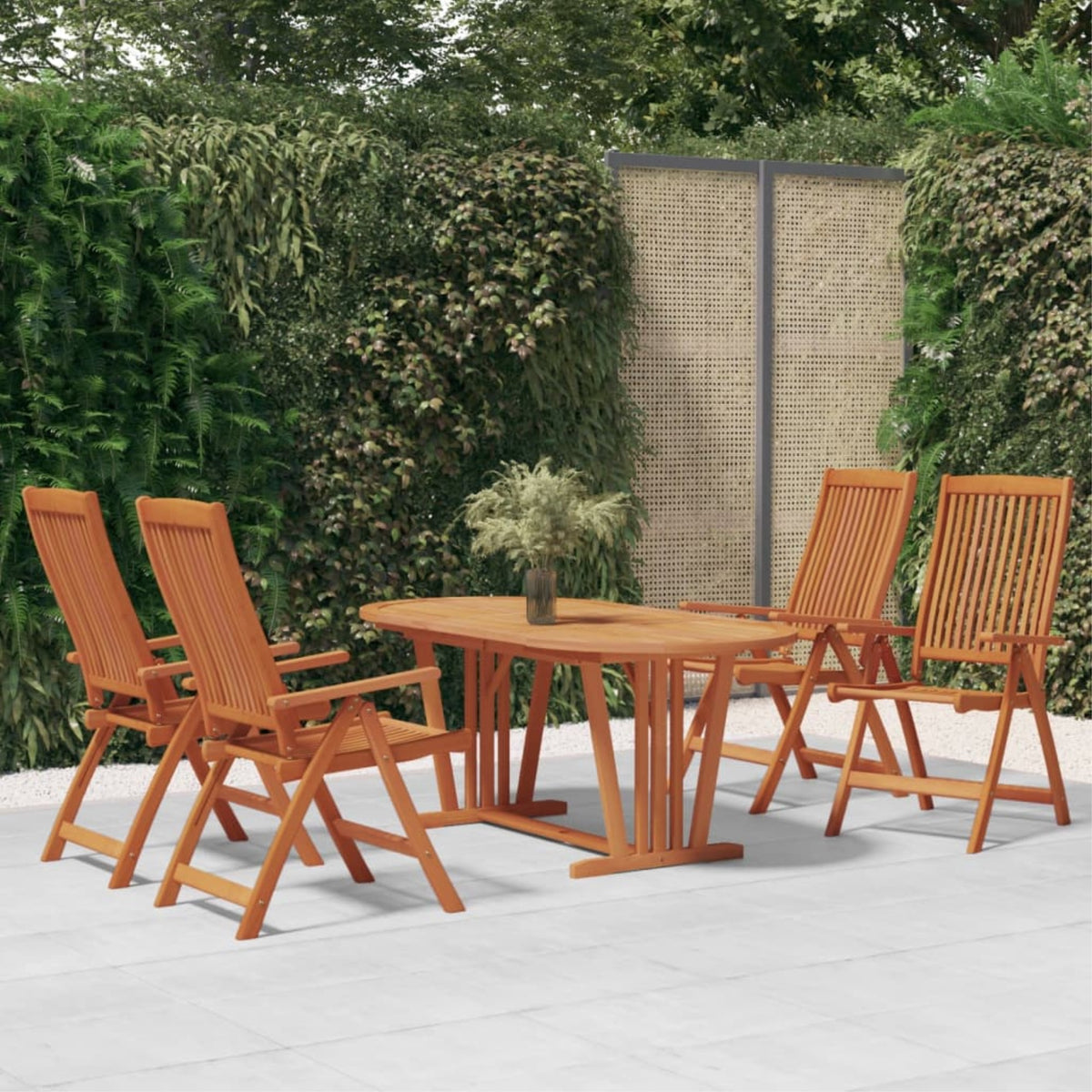 Vidaxl 5 Piece Patio Dining Set Solid Wood Eucalyptus